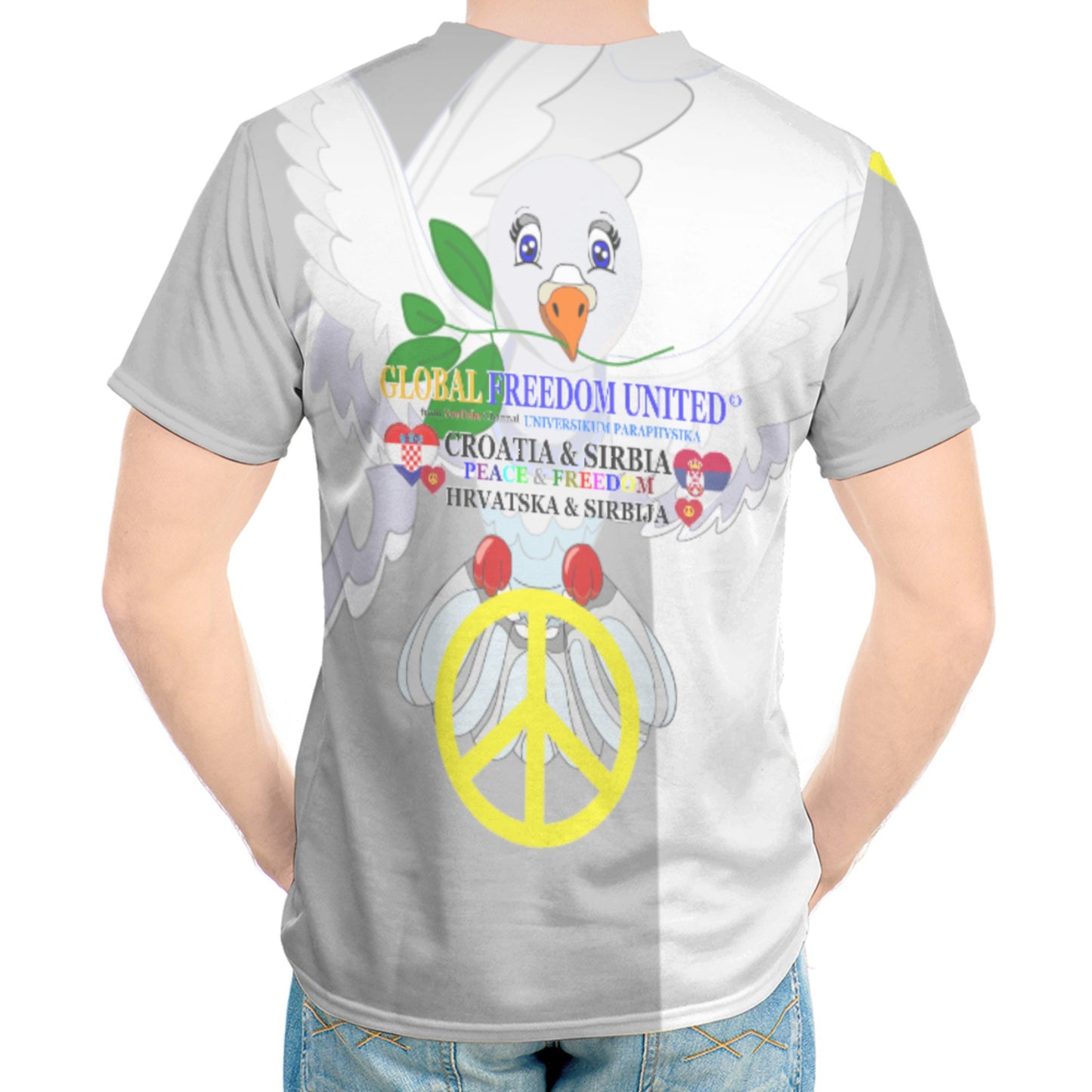 Men´s T-shirt GLOBAL FREEDOM UNITED© Men Croatia & Serbia V2 Grey