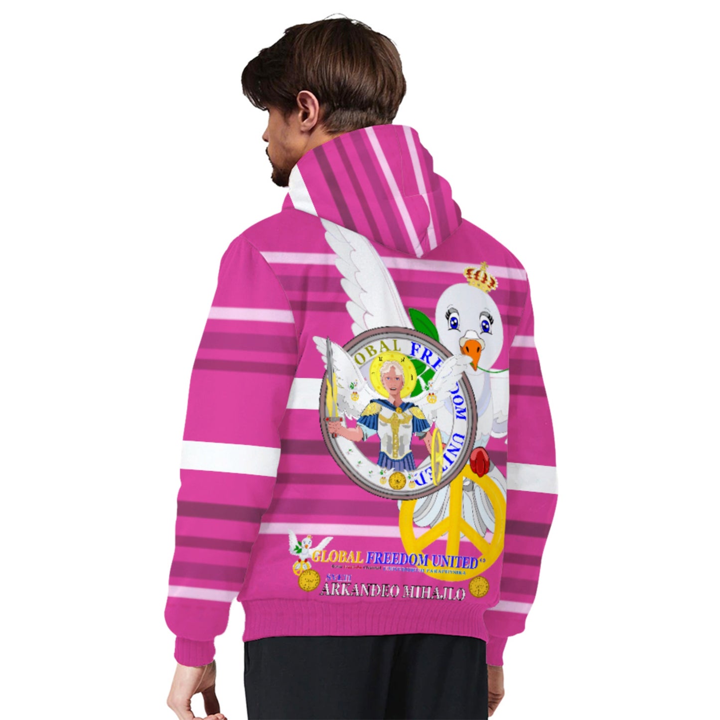 Plush Hoodie Global Freedom United Archangel Michael Croatia V1 Pink1