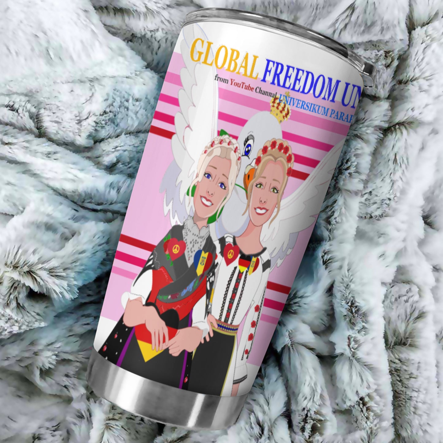 Tumbler Global Freedom United Women Romania & Germany Old Peace Pink