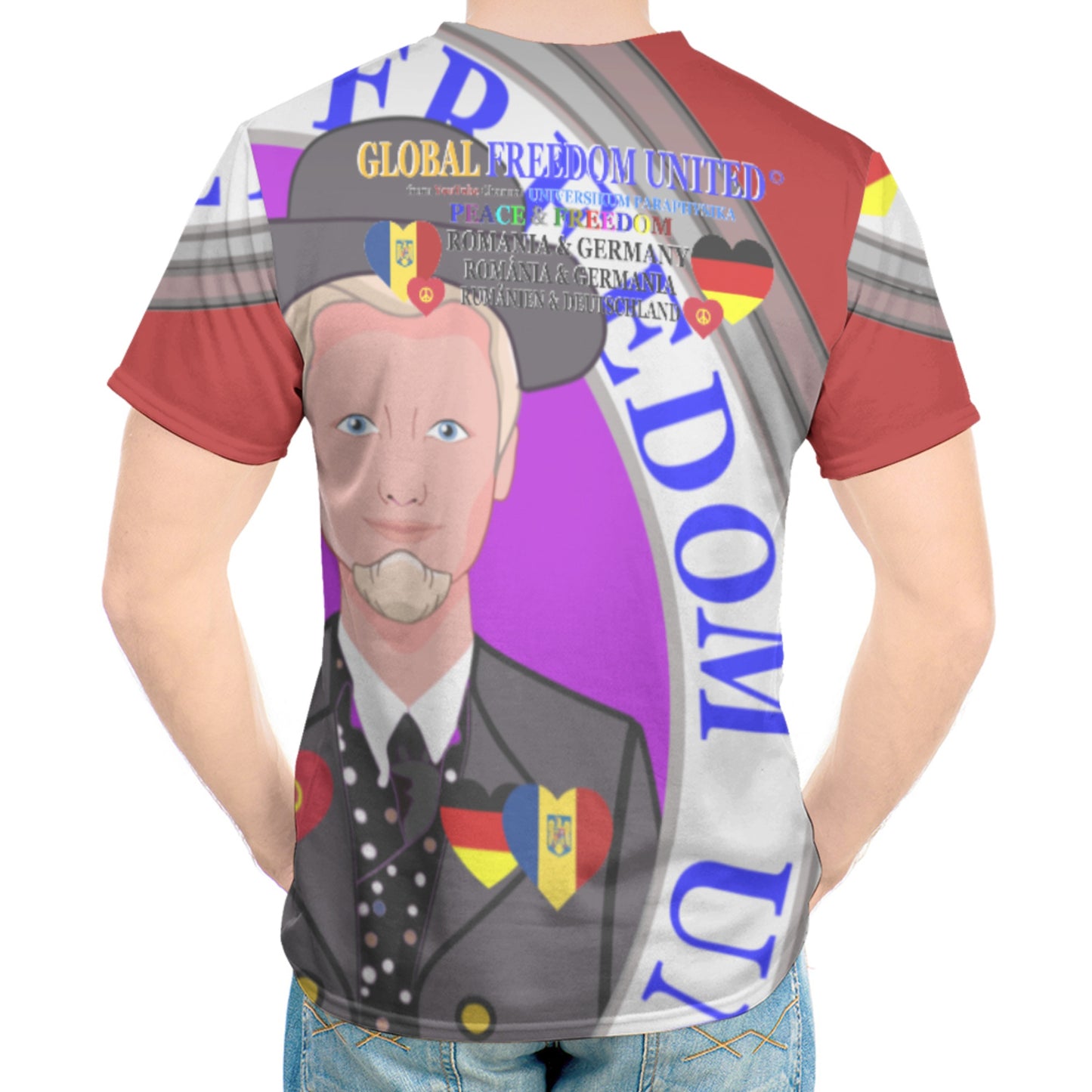 Men´s T-shirt GLOBAL FREEDOM UNITED© Men Romania & Germany Red