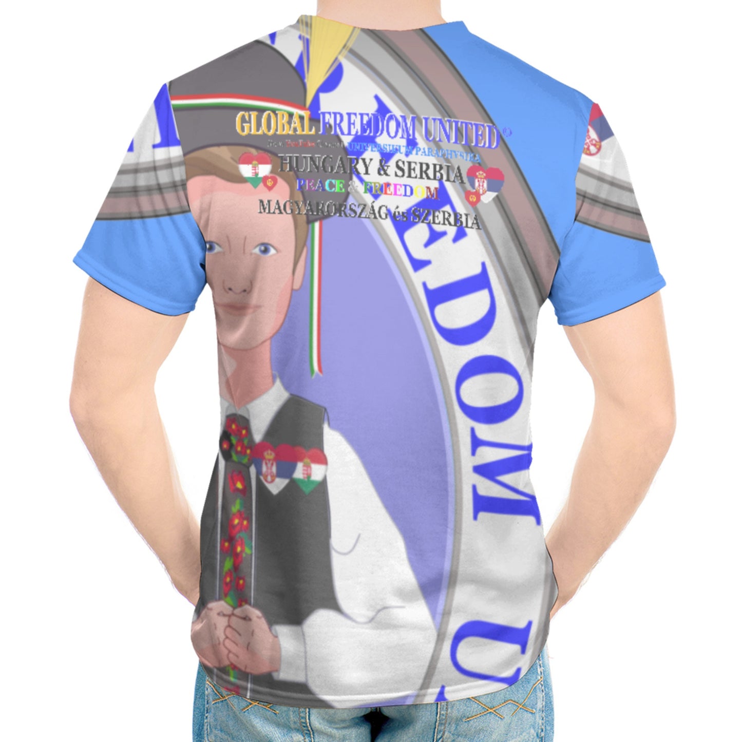 Men´s T-shirt GLOBAL FREEDOM UNITED© Men Serbia & Hungary Blue