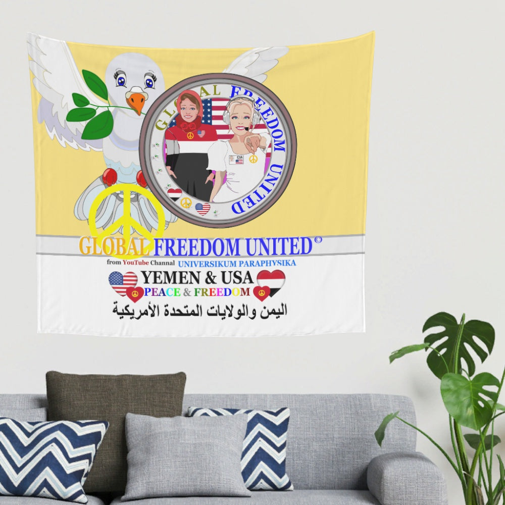 Tapestry Global Freedom United Women Yemen & Usa Old Peace Yellow