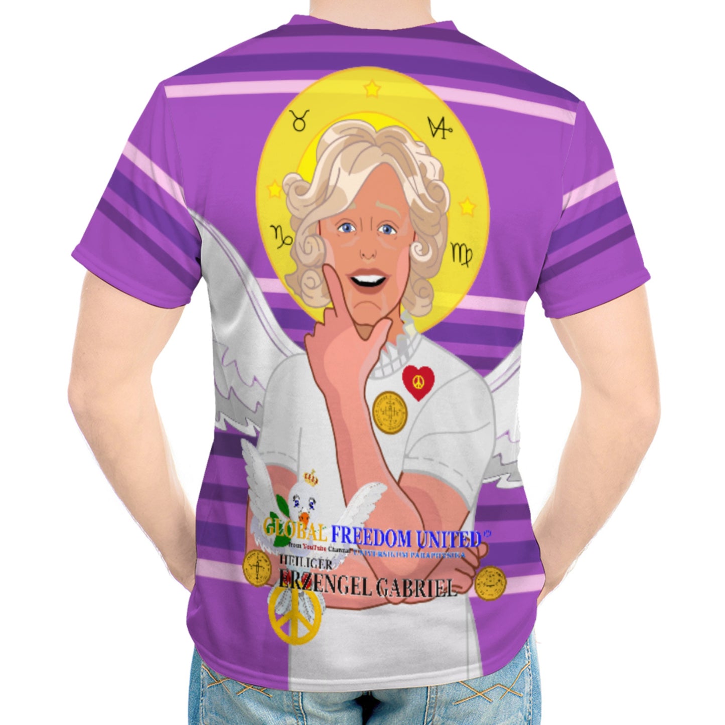 Men´s T-shirt Global Freedom United Archangel Gabriel German Lilac
