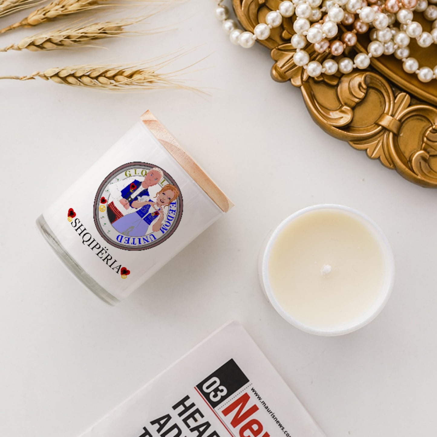 Scented Soy Candle GLOBAL FREEDOM UNITED© Couple Edition Albania