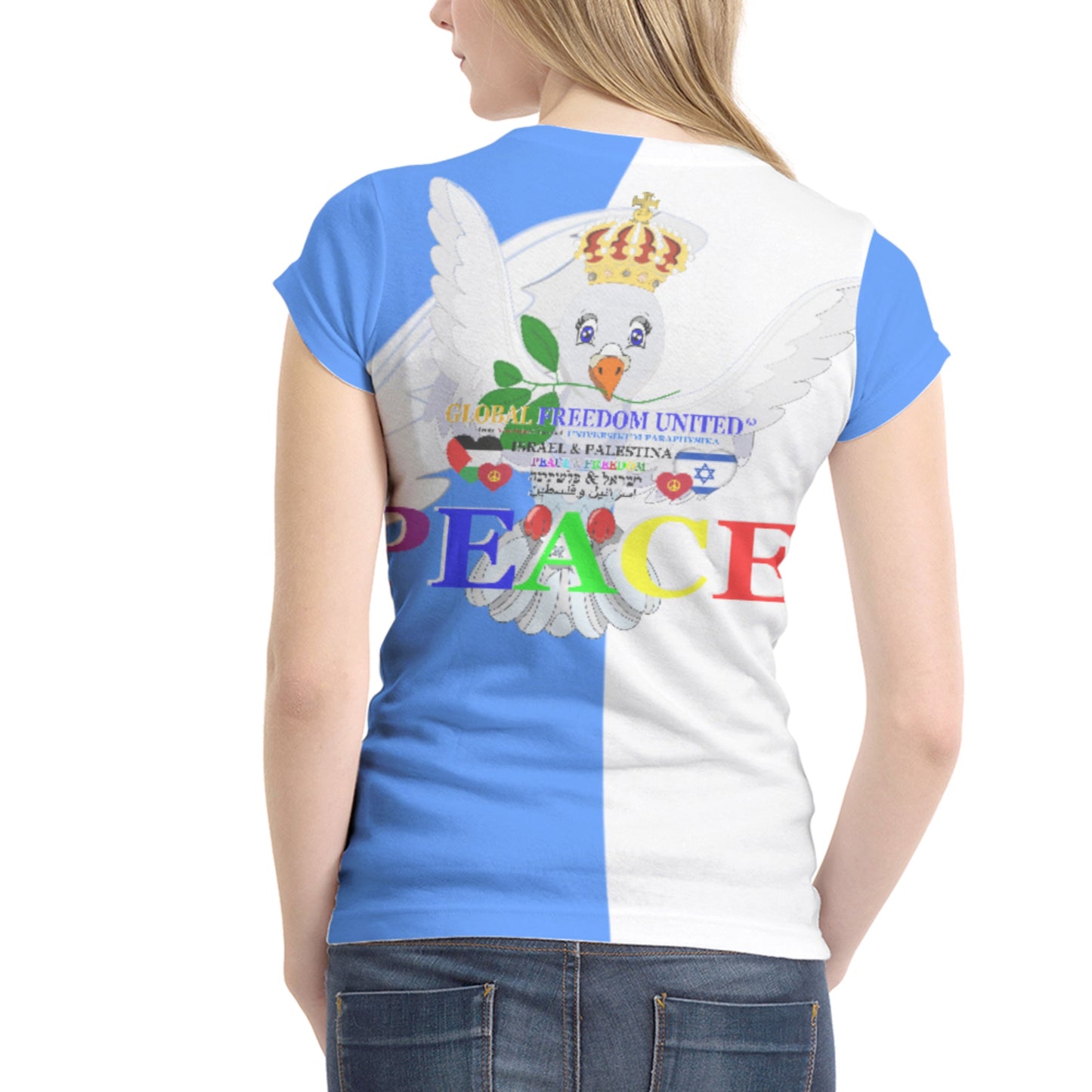Women´s T-shirt 1 GLOBAL FREEDOM UNITED© Women Palestina & Israel Blue