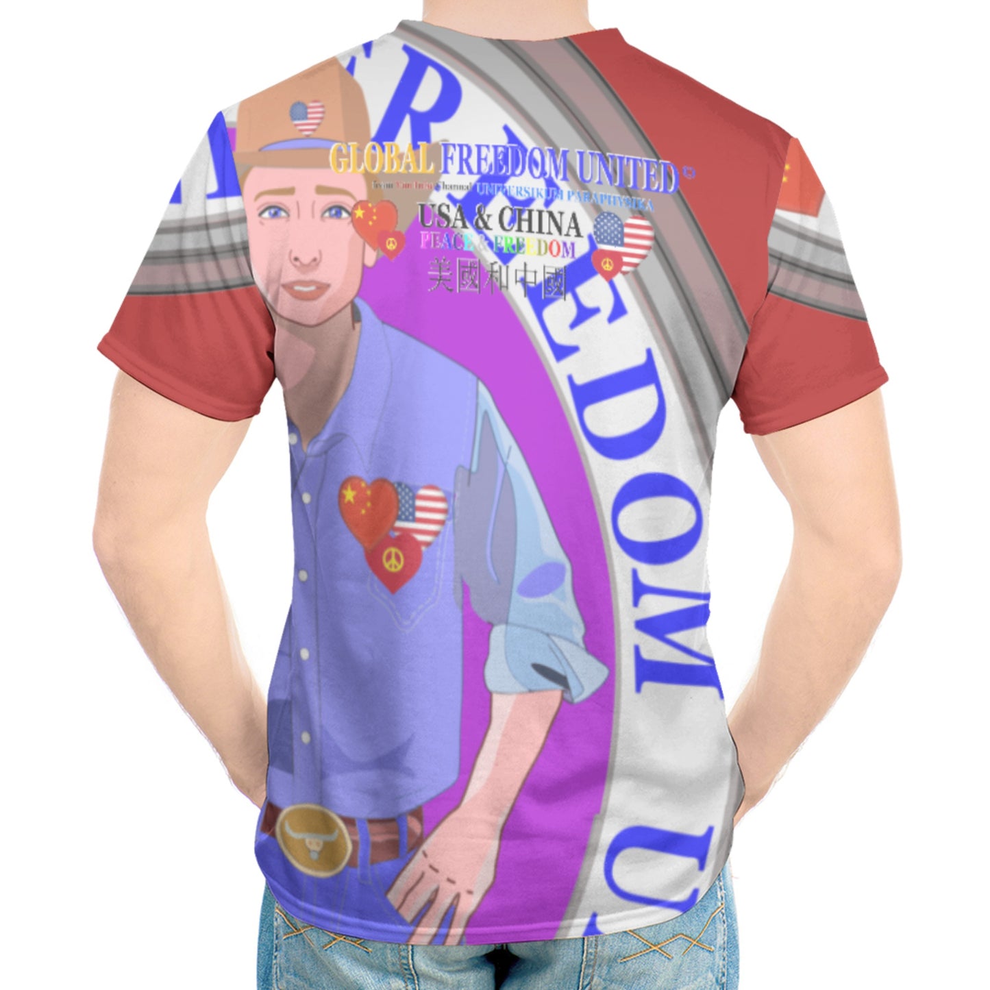 Men´s T-shirt GLOBAL FREEDOM UNITED© Men China & USA V2 Red