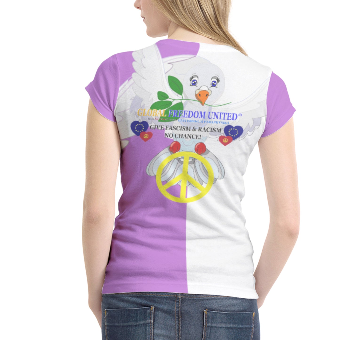Women´s T-shirt 1 GLOBAL FREEDOM UNITED© Anti Fascism & Racism EU Lilac