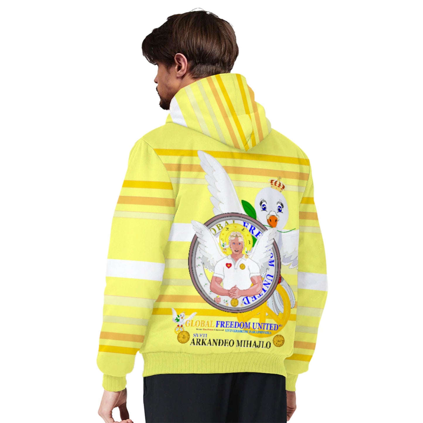 Plush Hoodie Global Freedom United Archangel Michael Croatia V2 Yellow