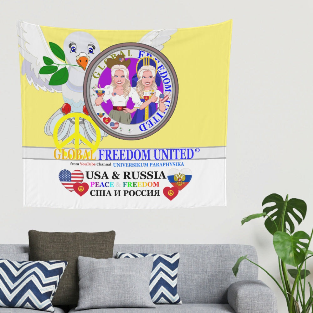 Tapestry Global Freedom United Women Usa & Russia Old Peace Yellow