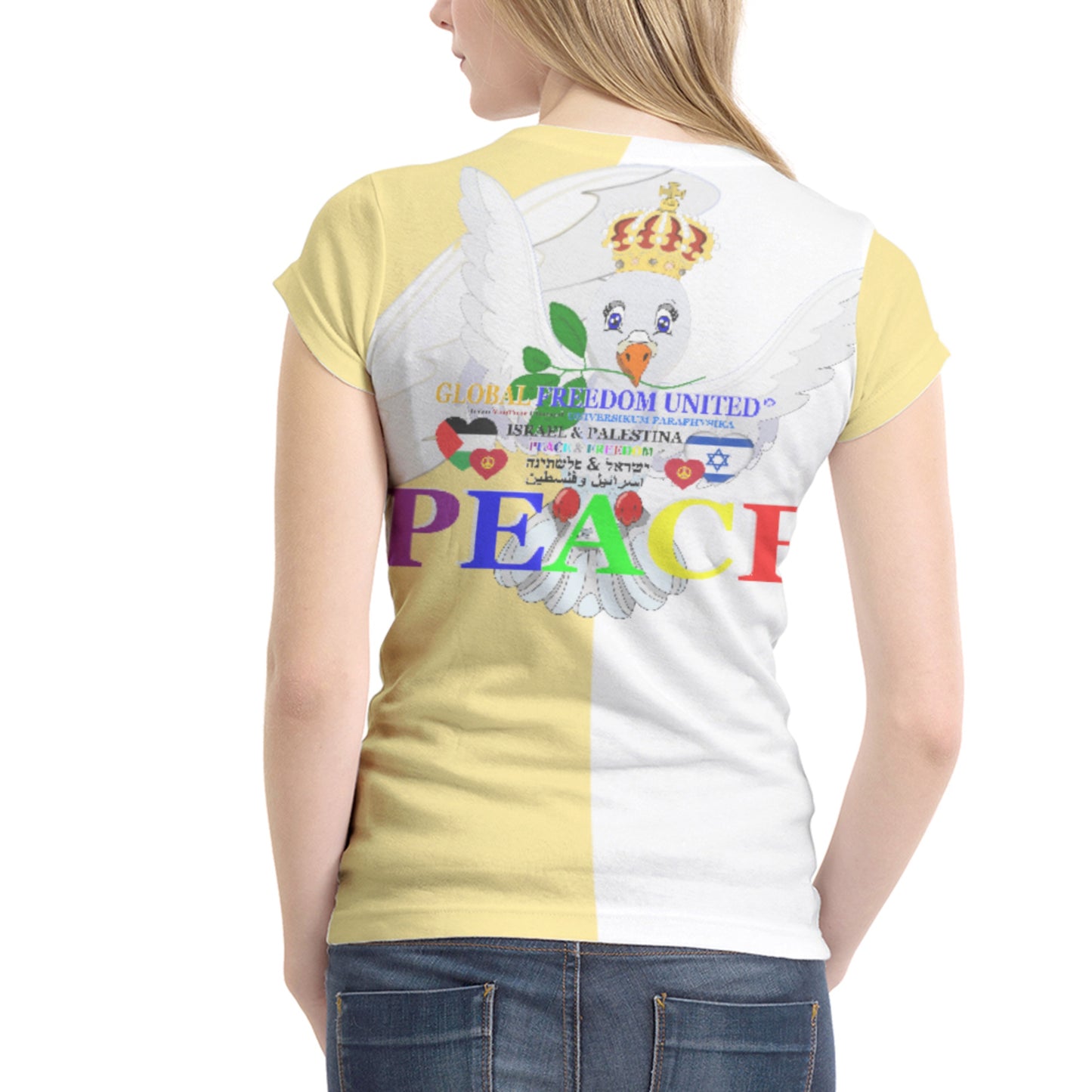 Women´s T-shirt 1 GLOBAL FREEDOM UNITED© Women Palestina & Israel Yellow