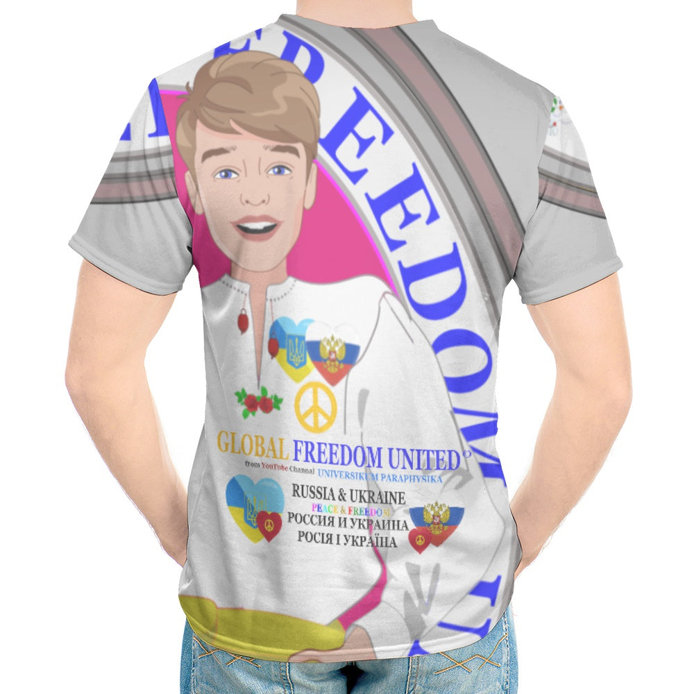 Men´s T-shirt GLOBAL FREEDOM UNITED© Men Ukraina & Russia Grey