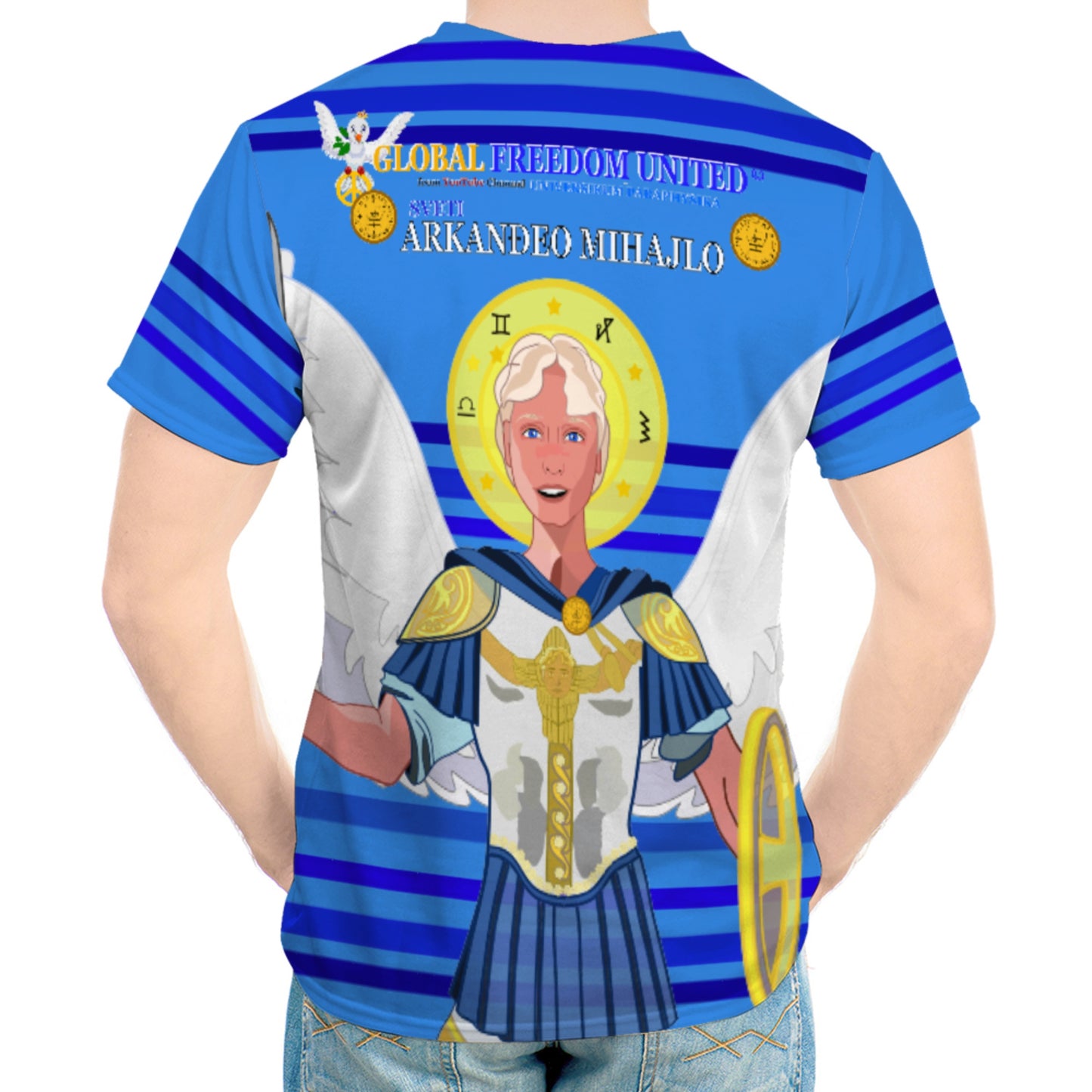Men´s T-shirt Global Freedom United Archangel Michael Croatia V1 Deep Blue
