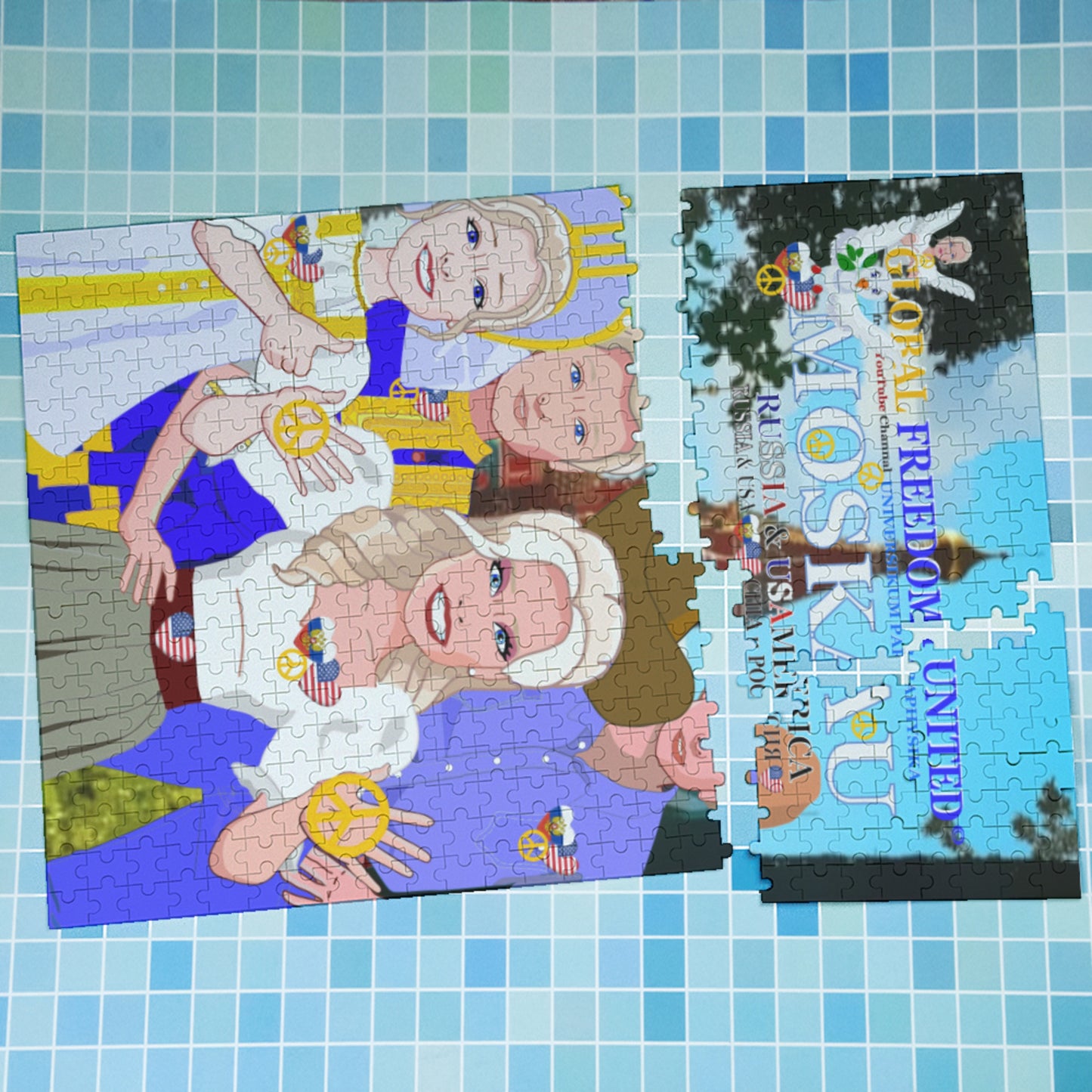 Paper Puzzle Global Freedom United USA & Russia