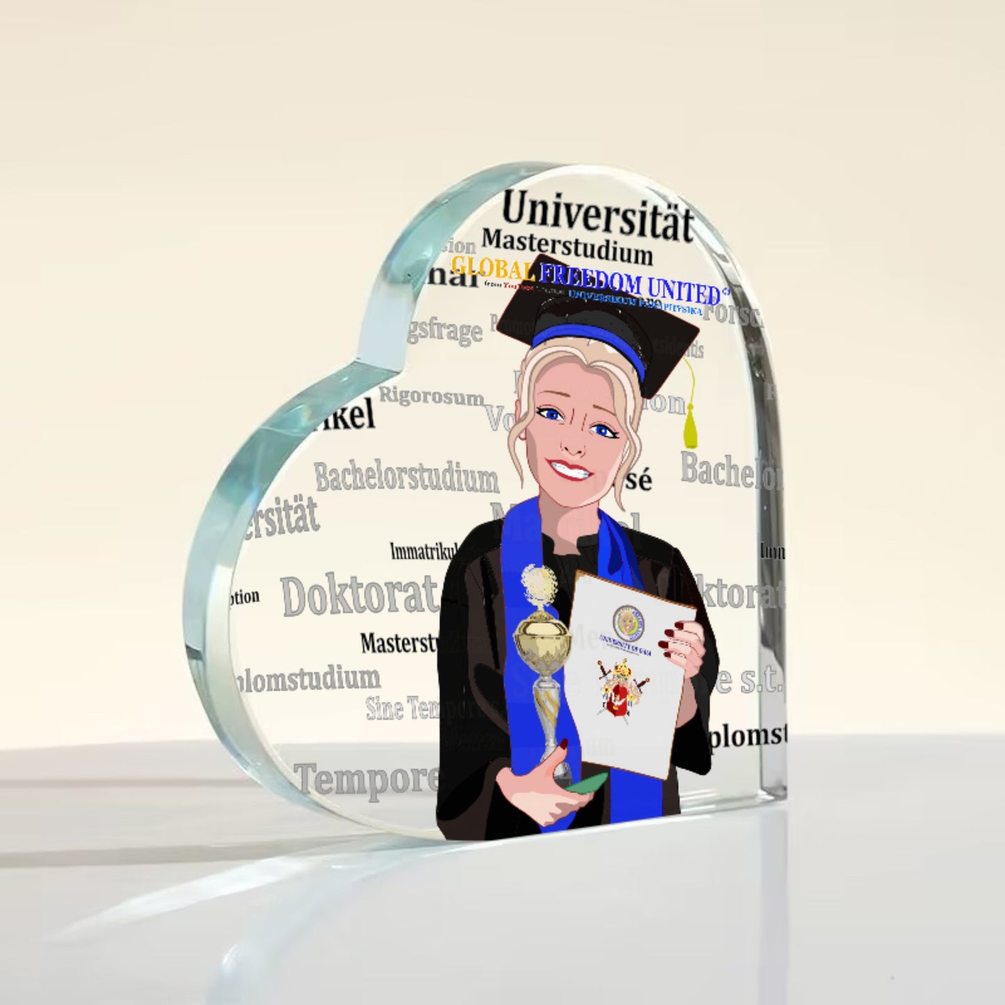 Acryl Heart Global Freedom United Student Girl Blond Hair 1