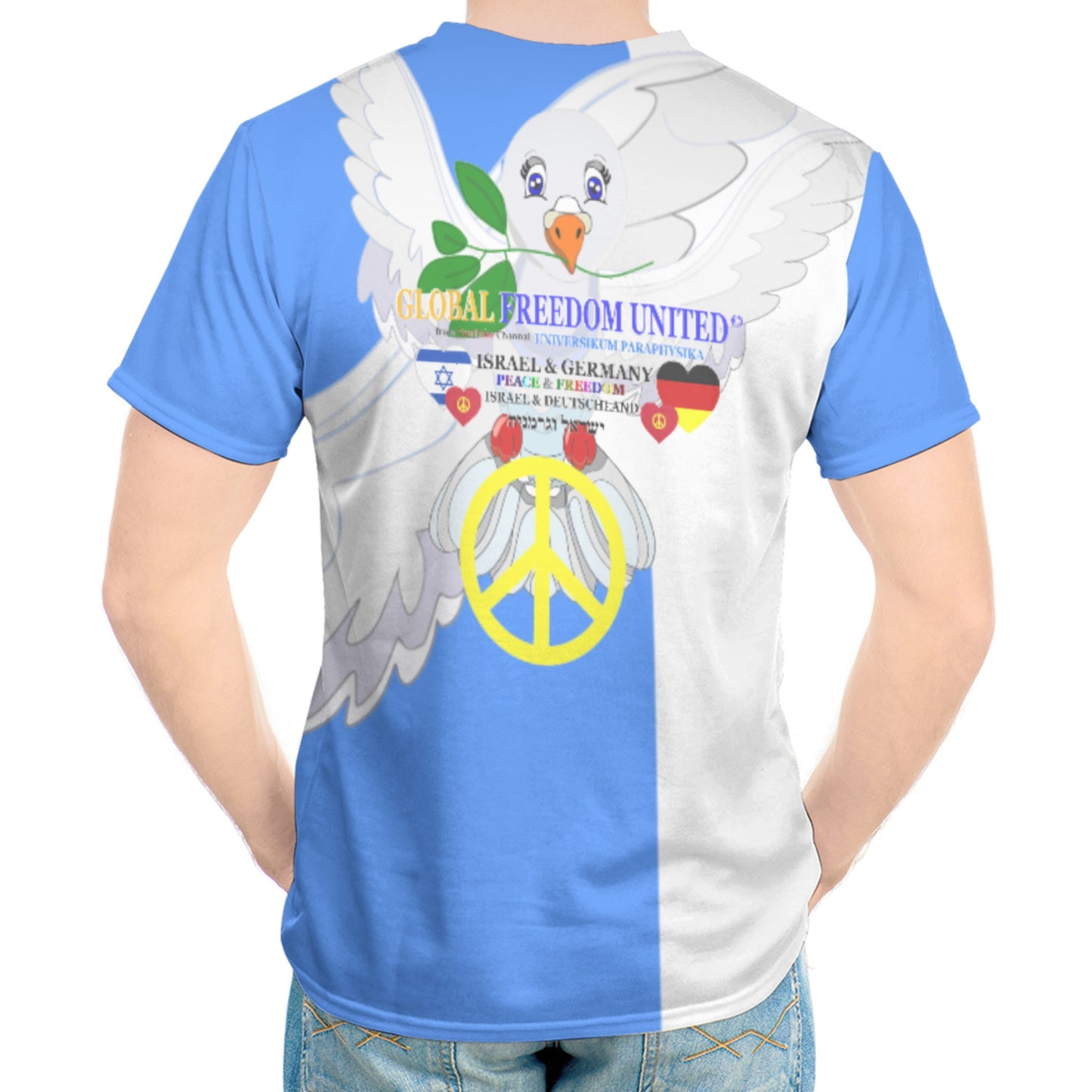 Men´s T-shirt GLOBAL FREEDOM UNITED© Israel & German Version 1 Blue