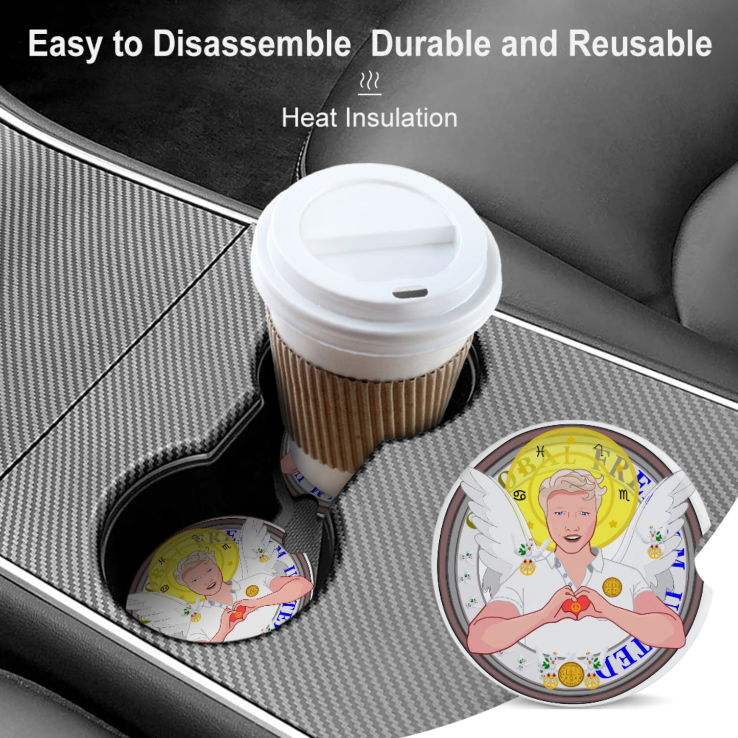 Ceramic Car Coaster Global Freedom United Archangel Raphael