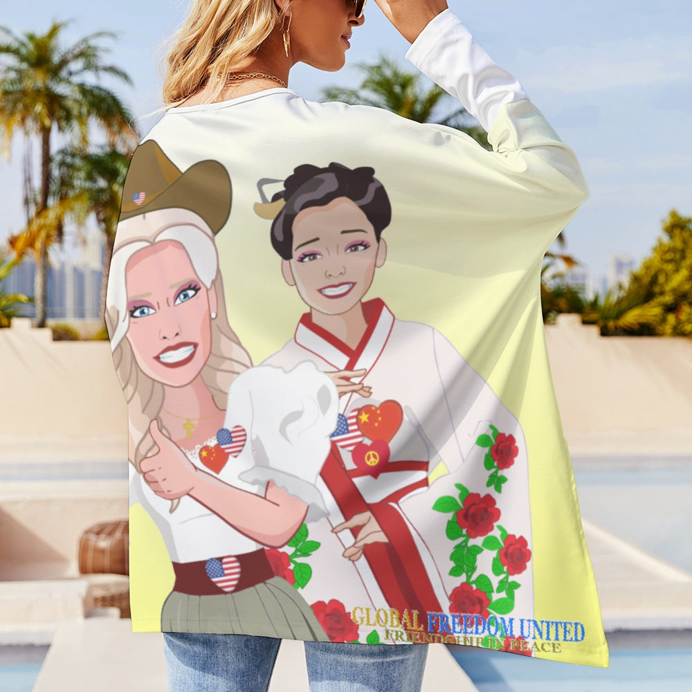 Pullover Long Sleeve T-shirt Global Freedom China & Usa Old Peace