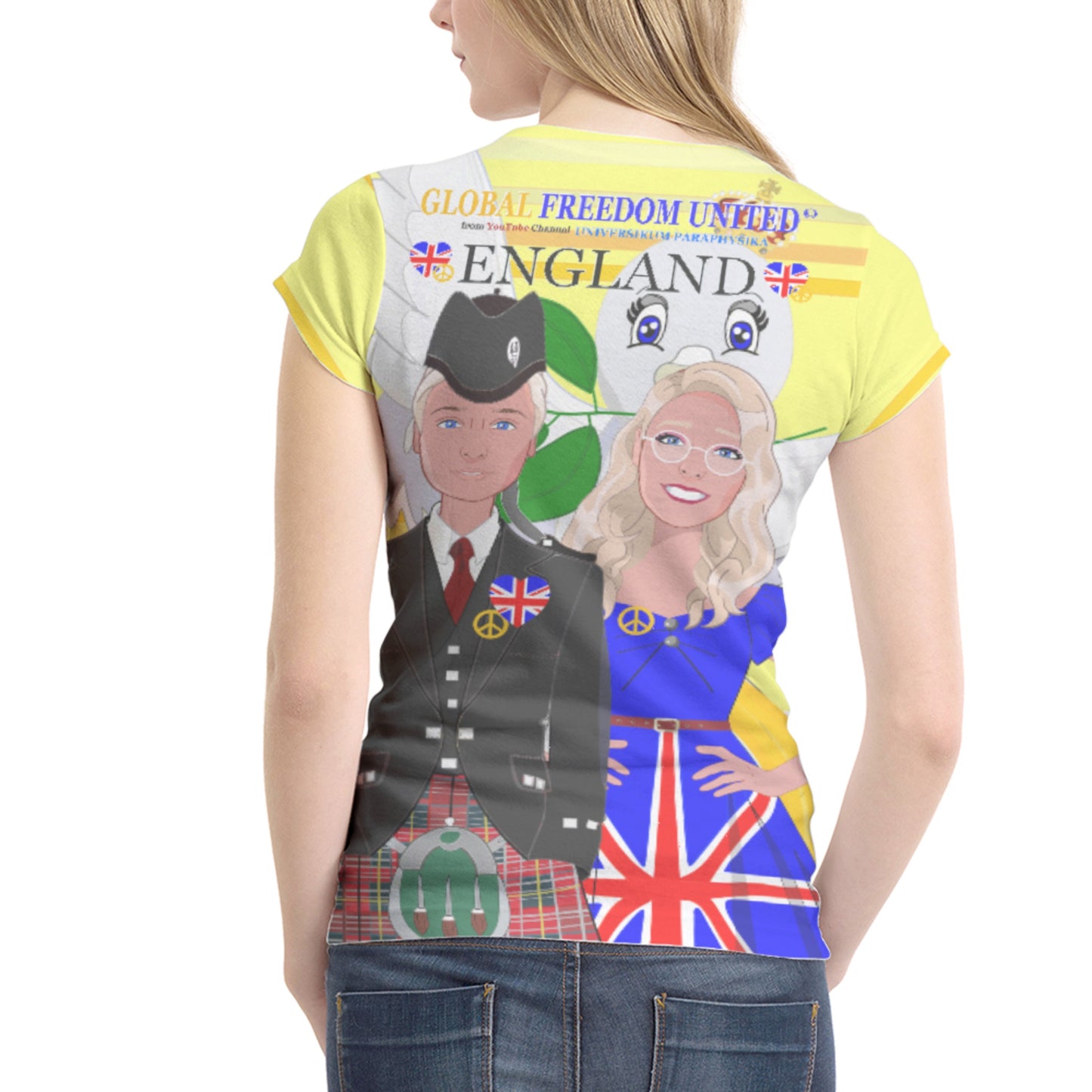 Women´s T-shirt GLOBAL FREEDOM UNITED© Couple England Yellow