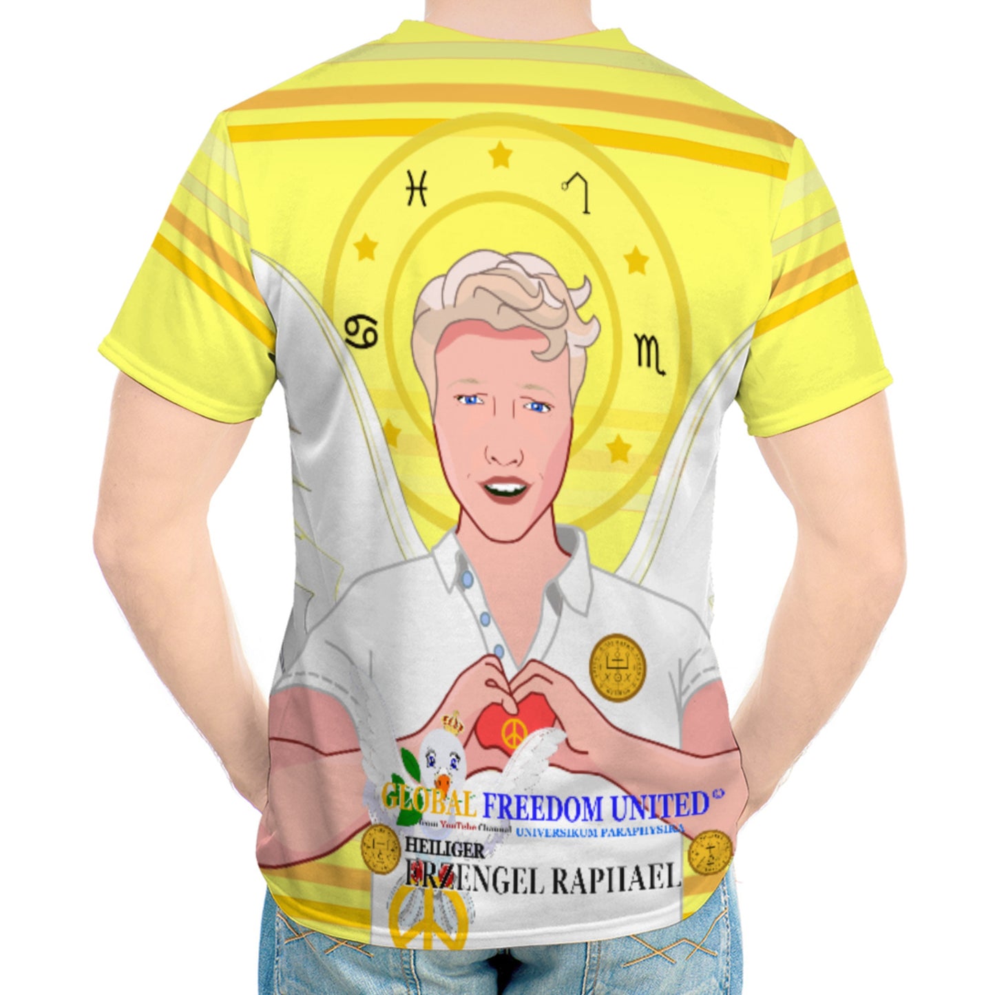 Men´s T-shirt Global Freedom United Archangel Raphael German Yellow
