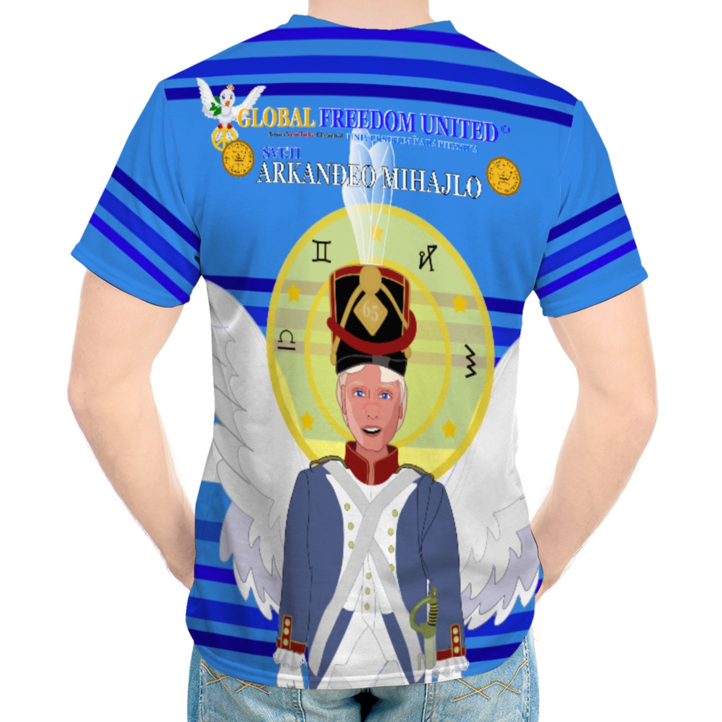 Men´s T-shirt Global Freedom United Archangel Michael Croatia V3 Deep Blue