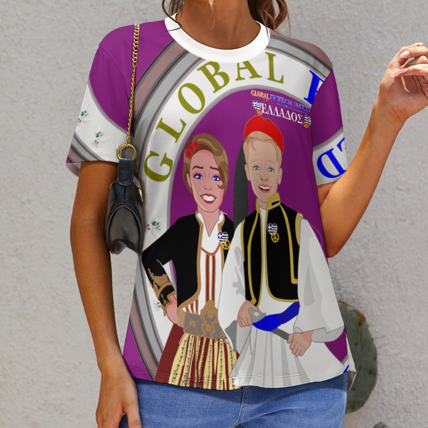 Women´s T-shirt 3 GLOBAL FREEDOM UNITED© Couple Edition Greece Lilac