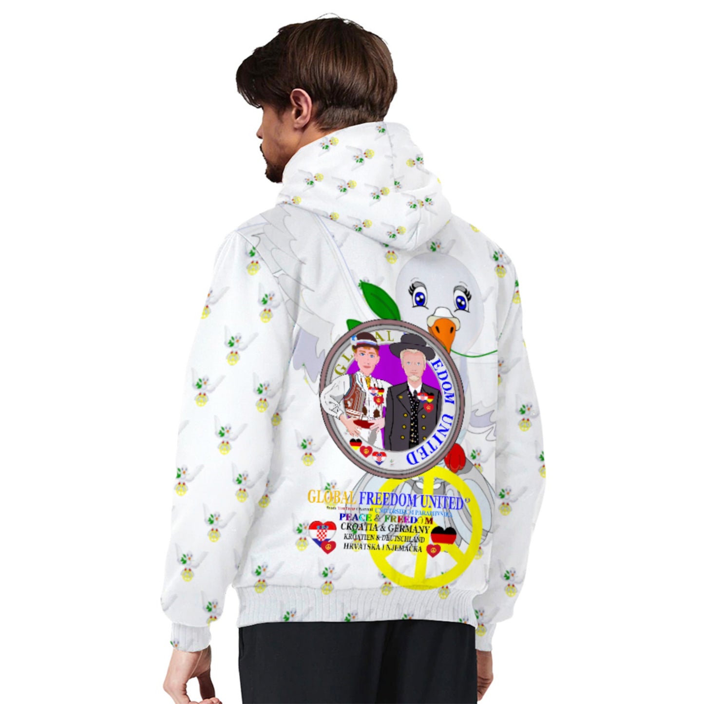 Plush Hoodie GLOBAL FREEDOM UNITED© Men Croatia & Germany Wight