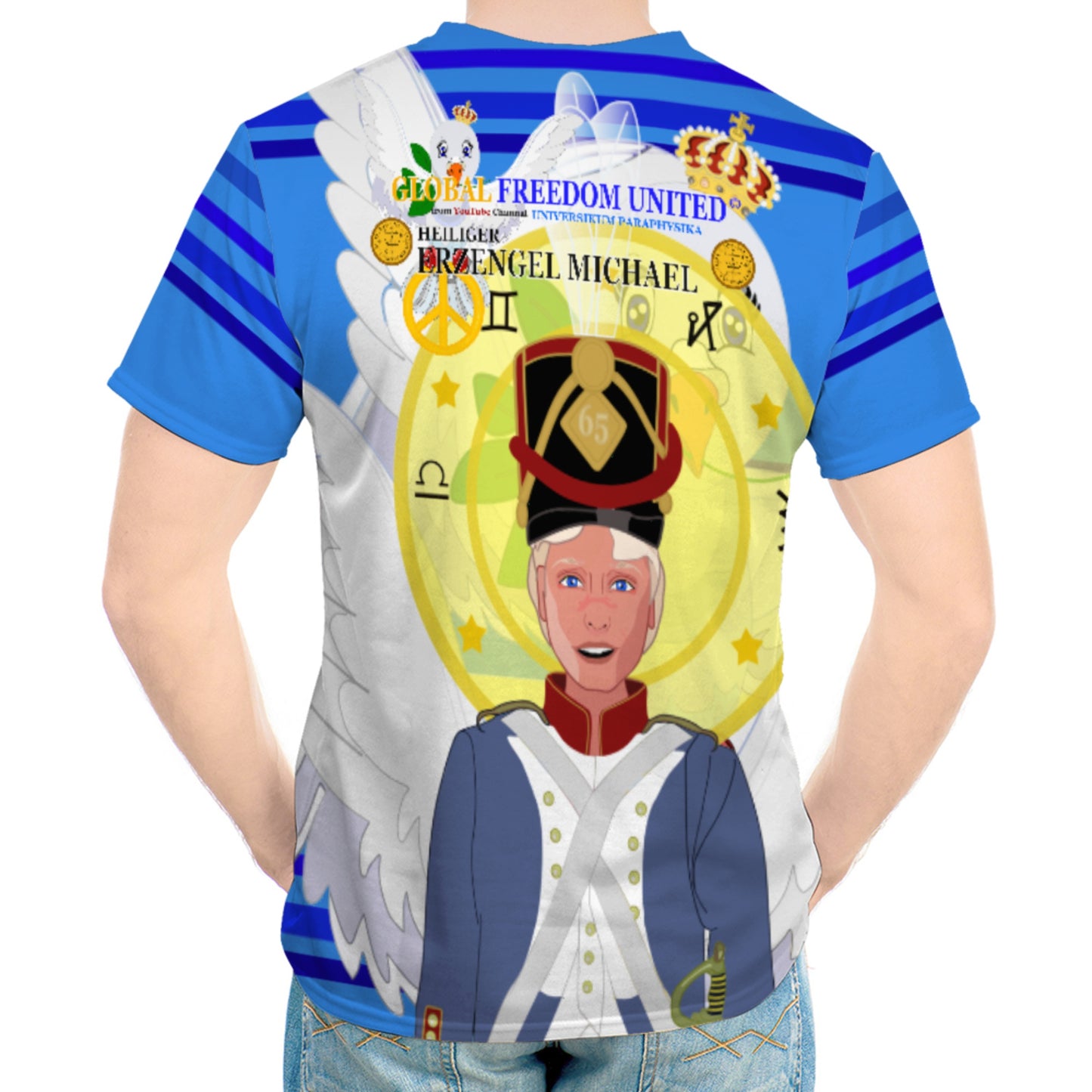 Men´s T-shirt Global Freedom United Erzengel Michael Deep Blue