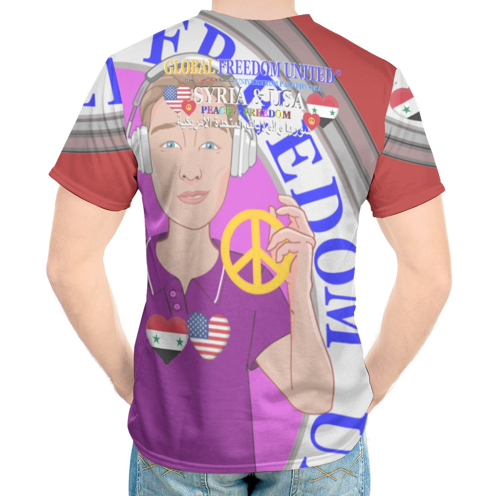 Men´s T-shirt GLOBAL FREEDOM UNITED© Men Syria & USA Red