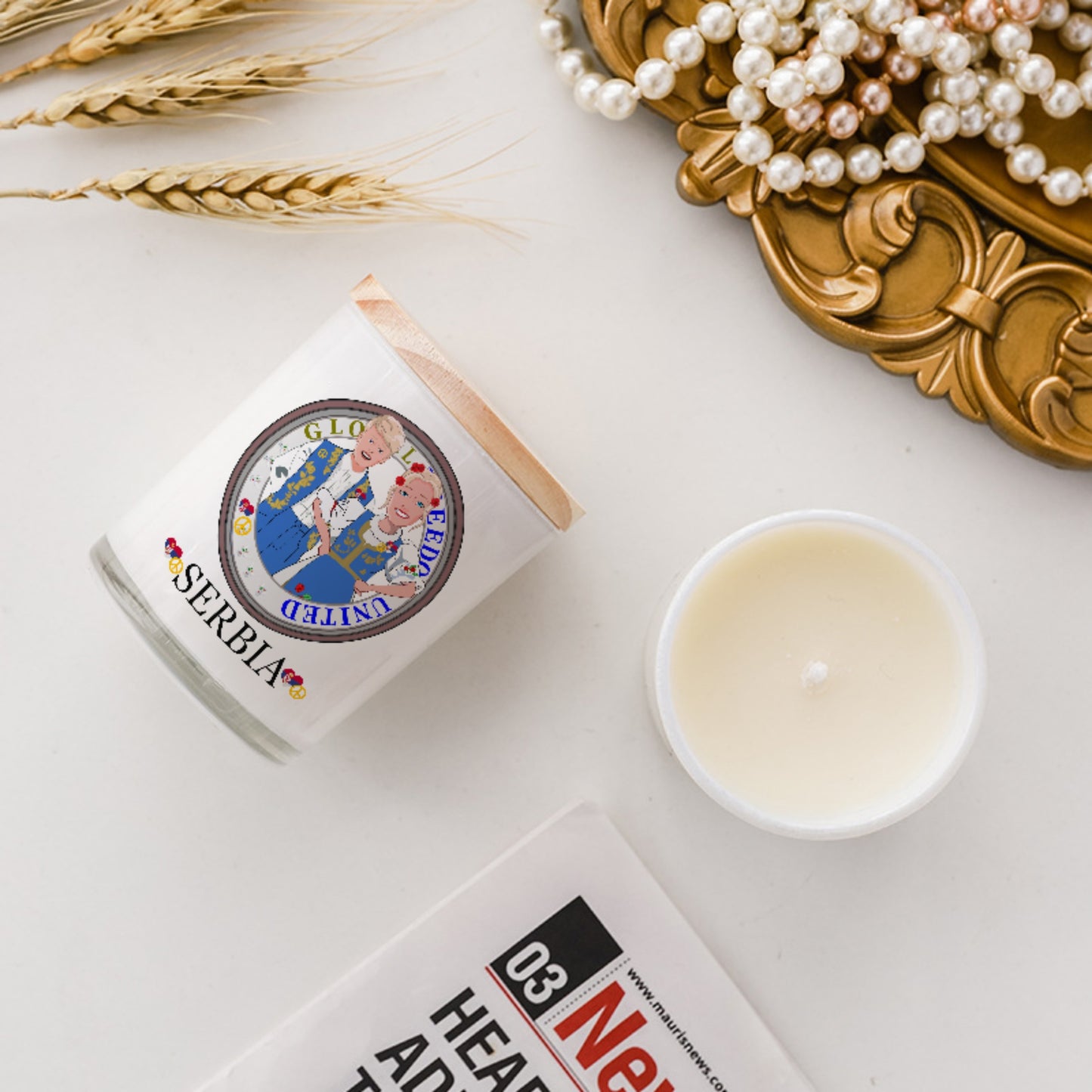 Scented Soy Candle Global Freedom United Couple Serbia Blue