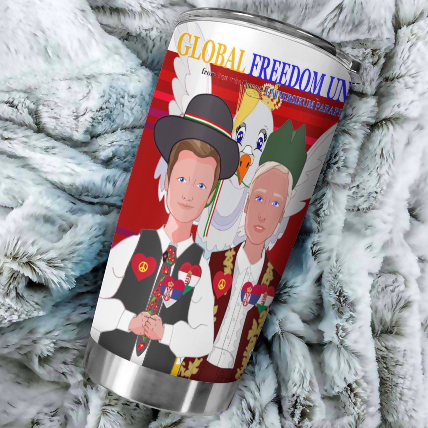 Tumbler GLOBAL FREEDOM UNITED© Men Hungary & Serbia Red