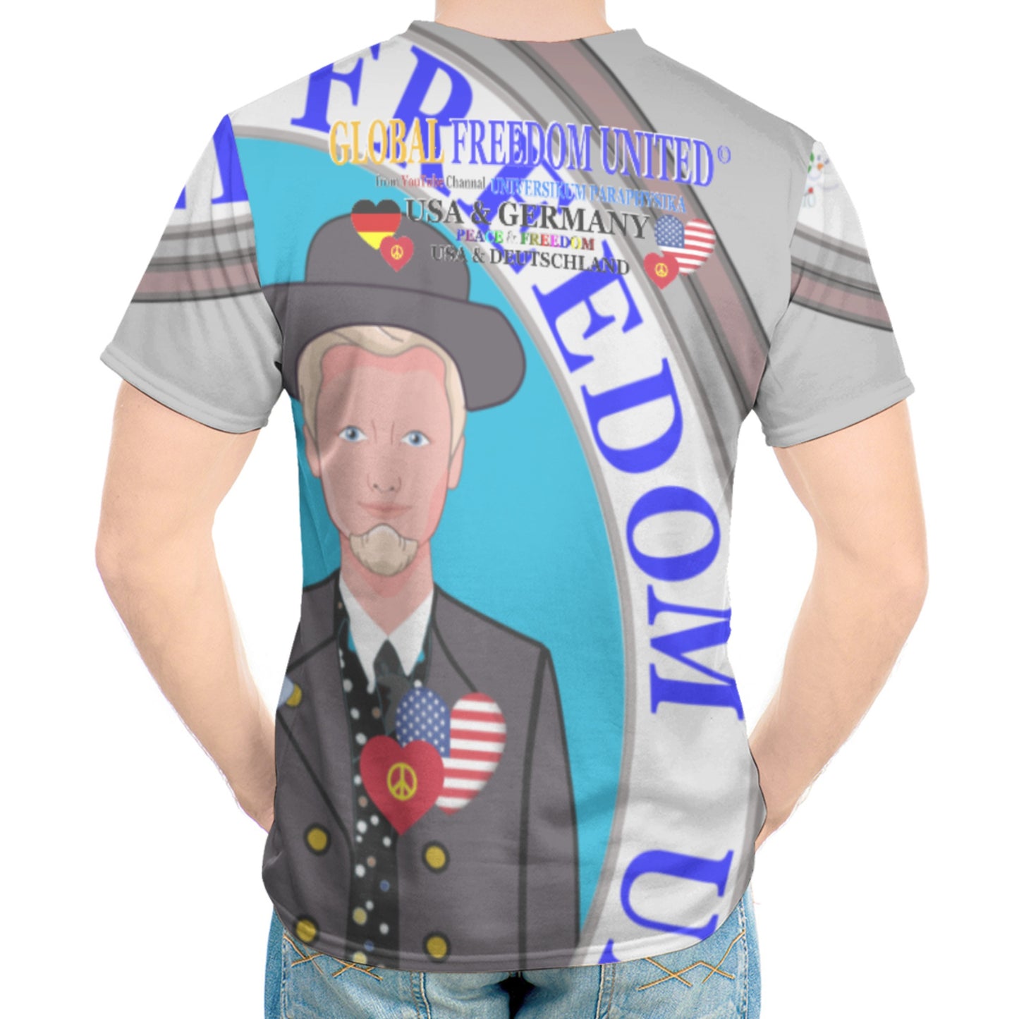 Men´s T-shirt GLOBAL FREEDOM UNITED© Men USA & Germany V2 Grey