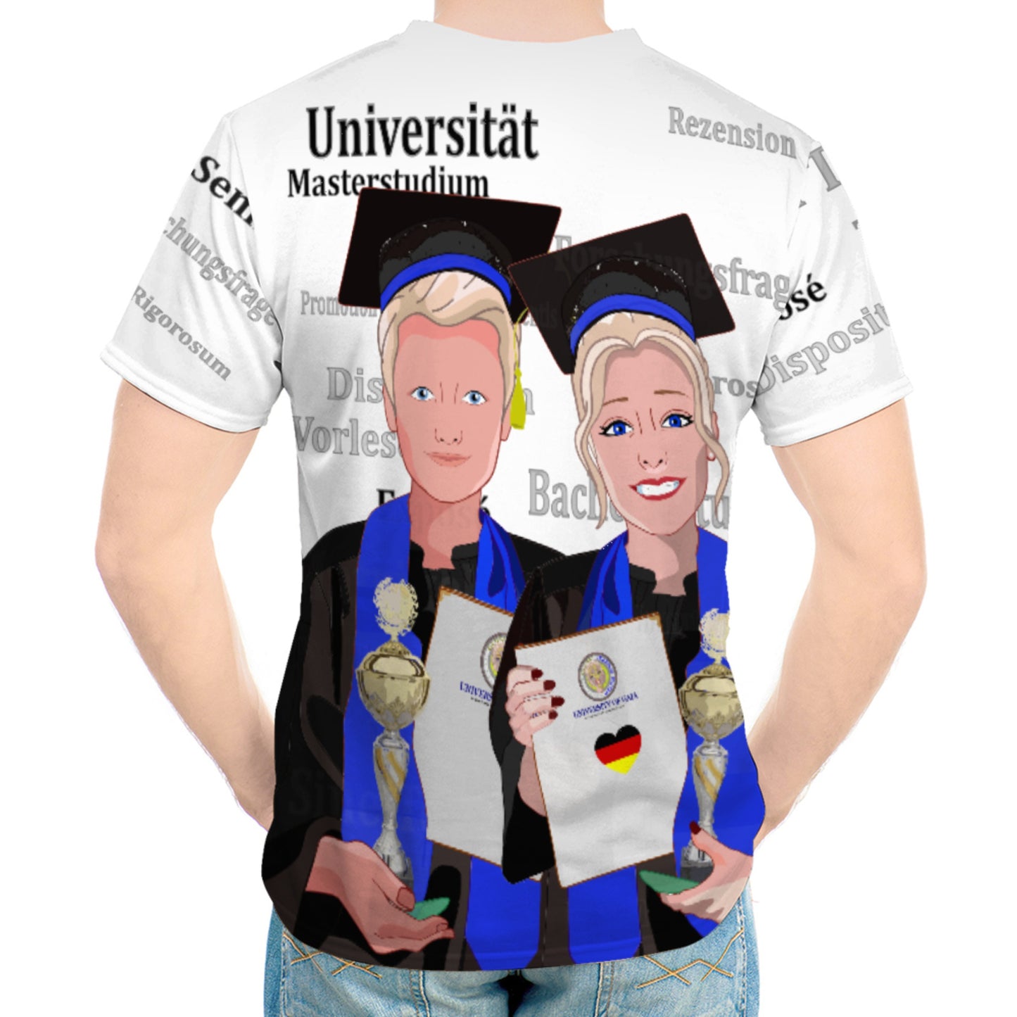 Men´s T-shirt Global Freedom United Student Gold Coupl Blond Hair Germany