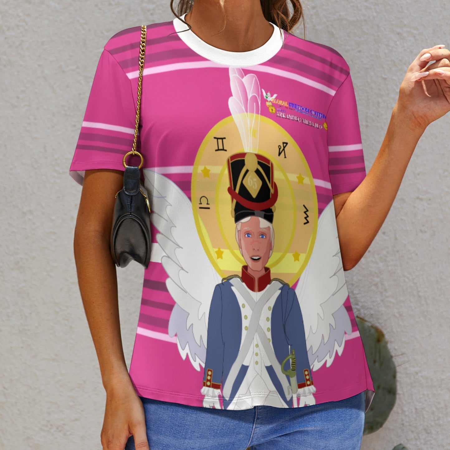 Women´s T-shirt Global Freedom United Archangel Michael Croatia V3 Pink1