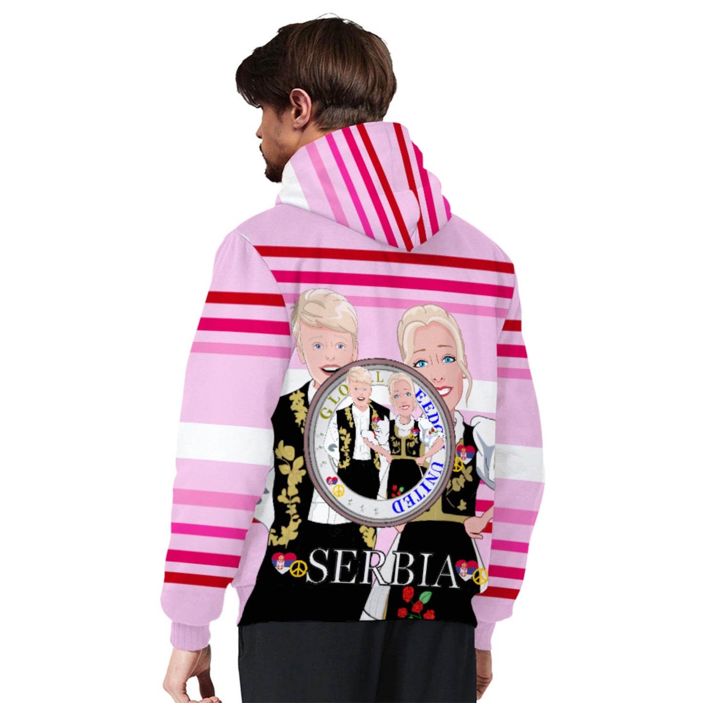 Plush Hoodie 1 Global Freedom United Couple Edition Serbia Pink2