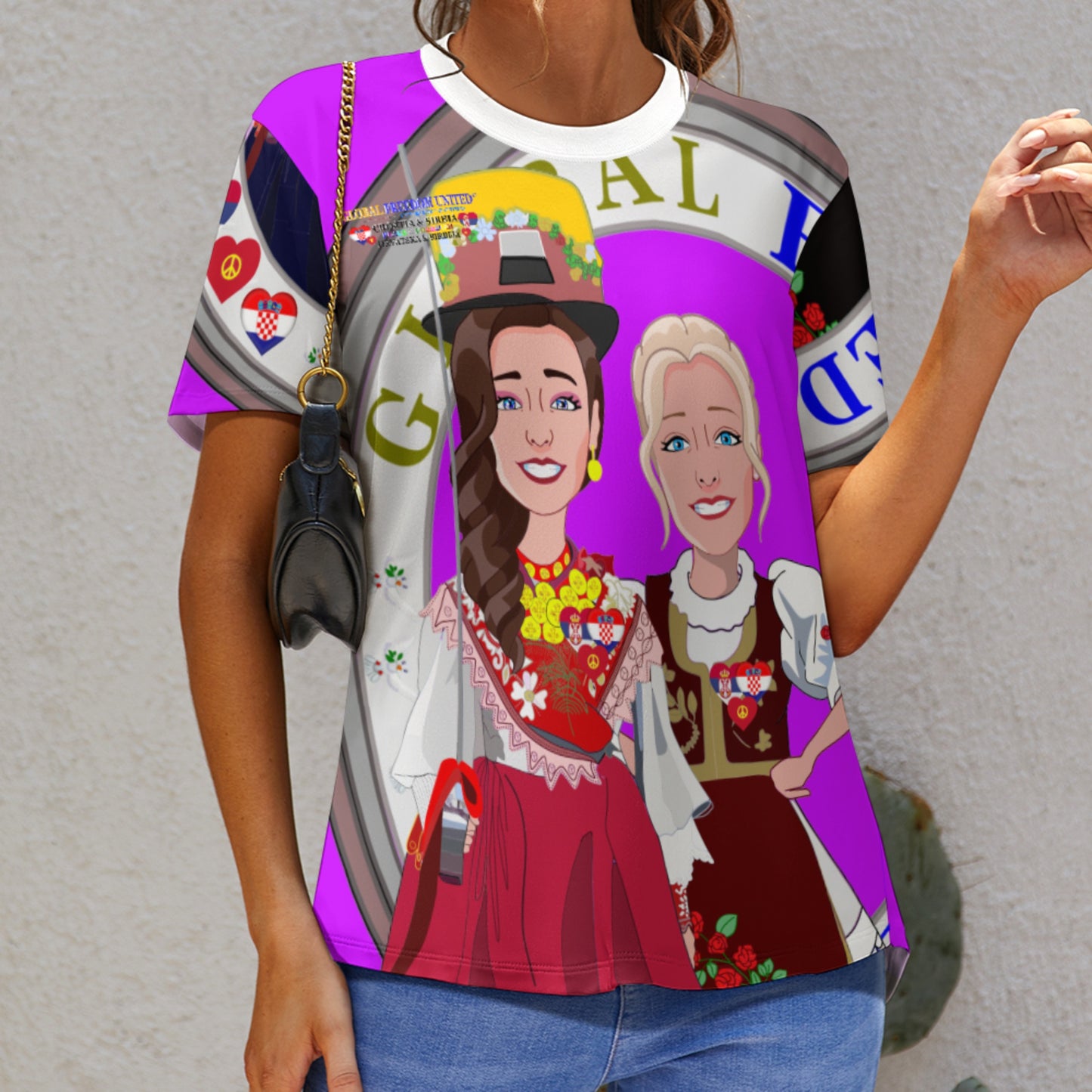 Women´s T-shirt 3 GLOBAL FREEDOM UNITED© Women Croatia & Serbia Lilac