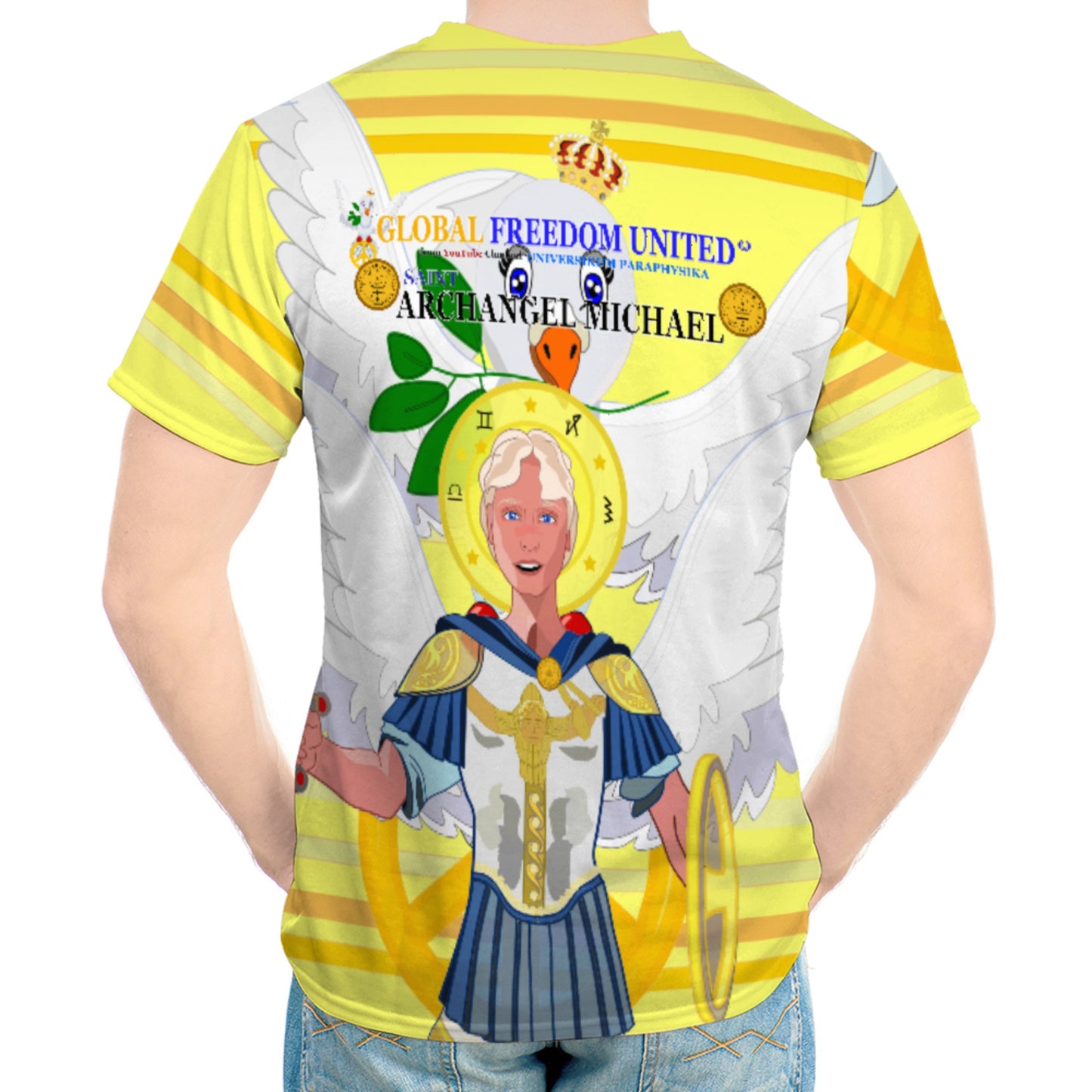 Men´s T-shirt Global Freedom United Archangel Michael English V1 Yellow