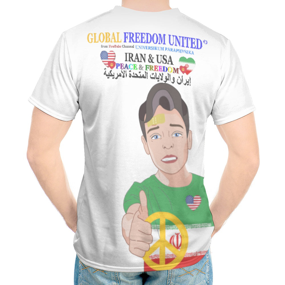 Men´s T-shirt GLOBAL FREEDOM UNITED© Men Iran & USA V2 Wight