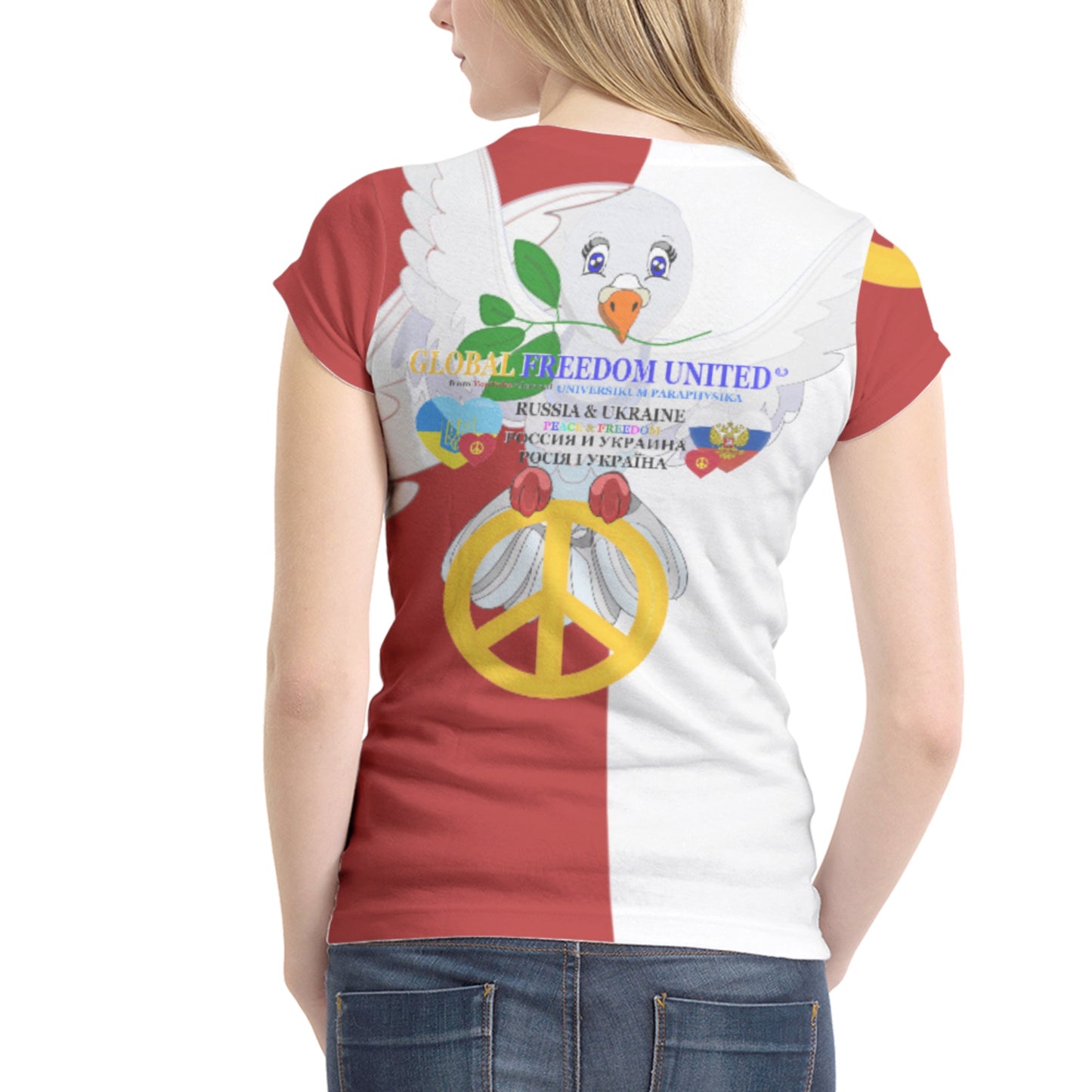 Women´s T-shirt 1 GLOBAL FREEDOM UNITED© Women Ukraina & Russia Red