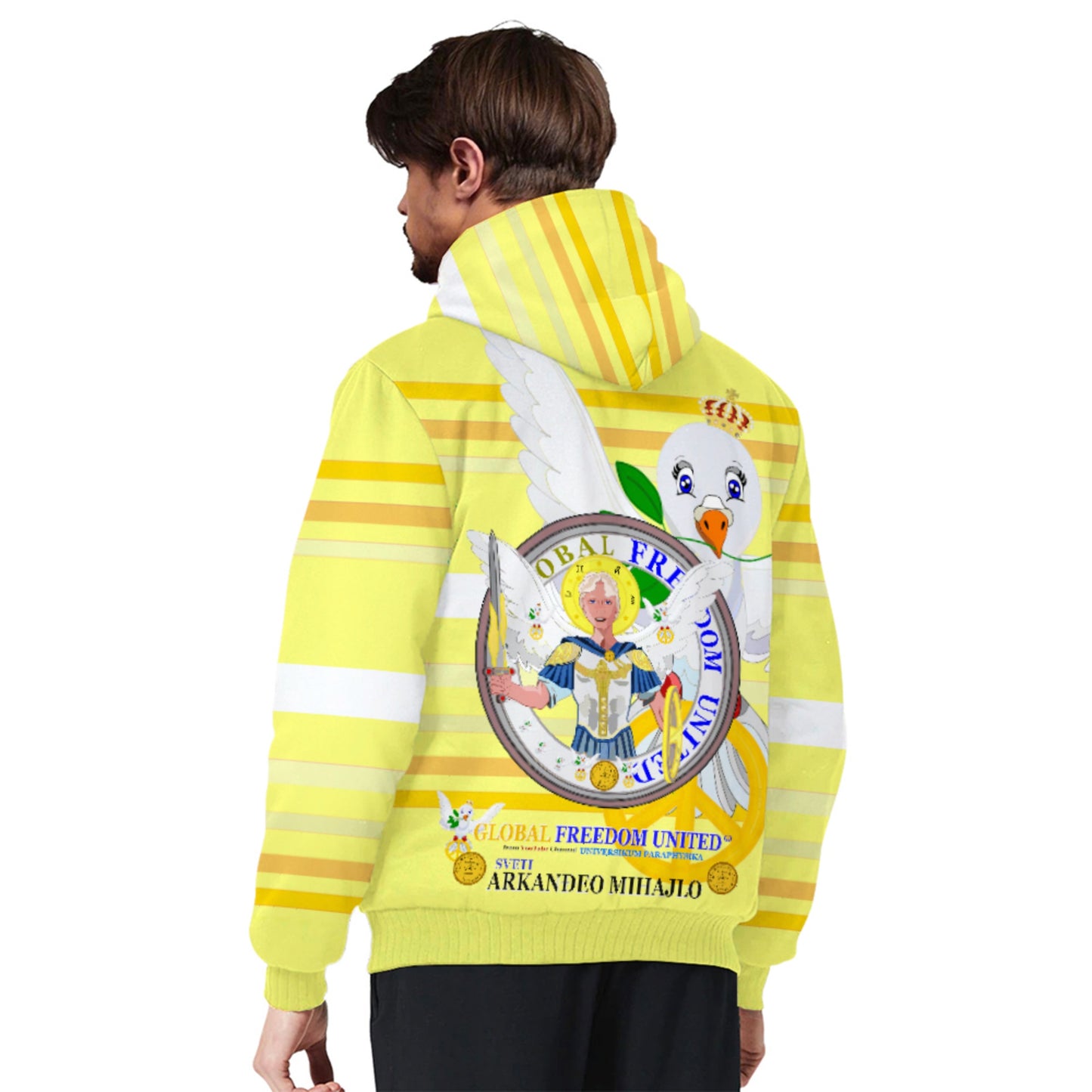 Plush Hoodie Global Freedom United Archangel Michael Croatia V1 Yellow