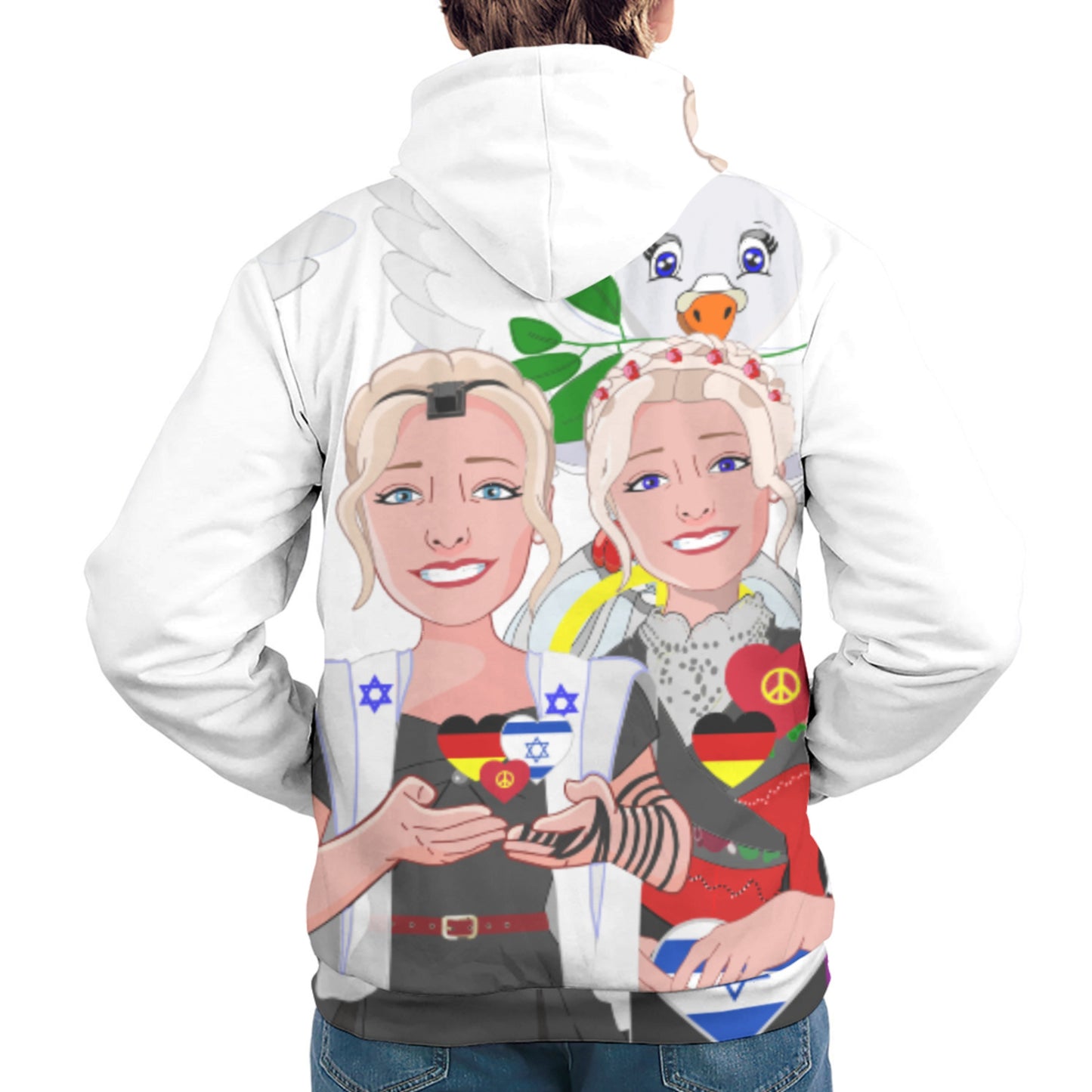 Hoodie GLOBAL FREEDOM UNITED© Women Israel & Germany Old Peace Wight