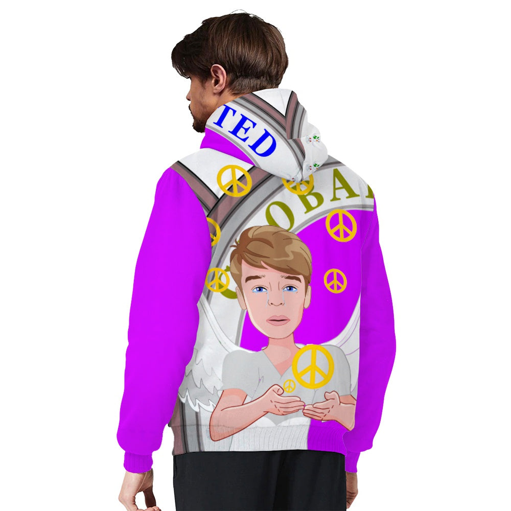 Plush Hoodie Global Freedom United Angel Of Peace Men Old Peace Lilac