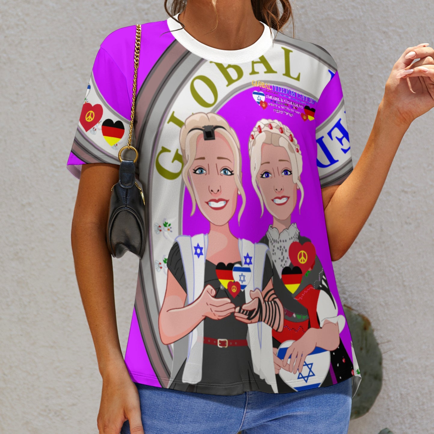 Women´s T-shirt GLOBAL FREEDOM UNITED© Israel & Germany Lilac
