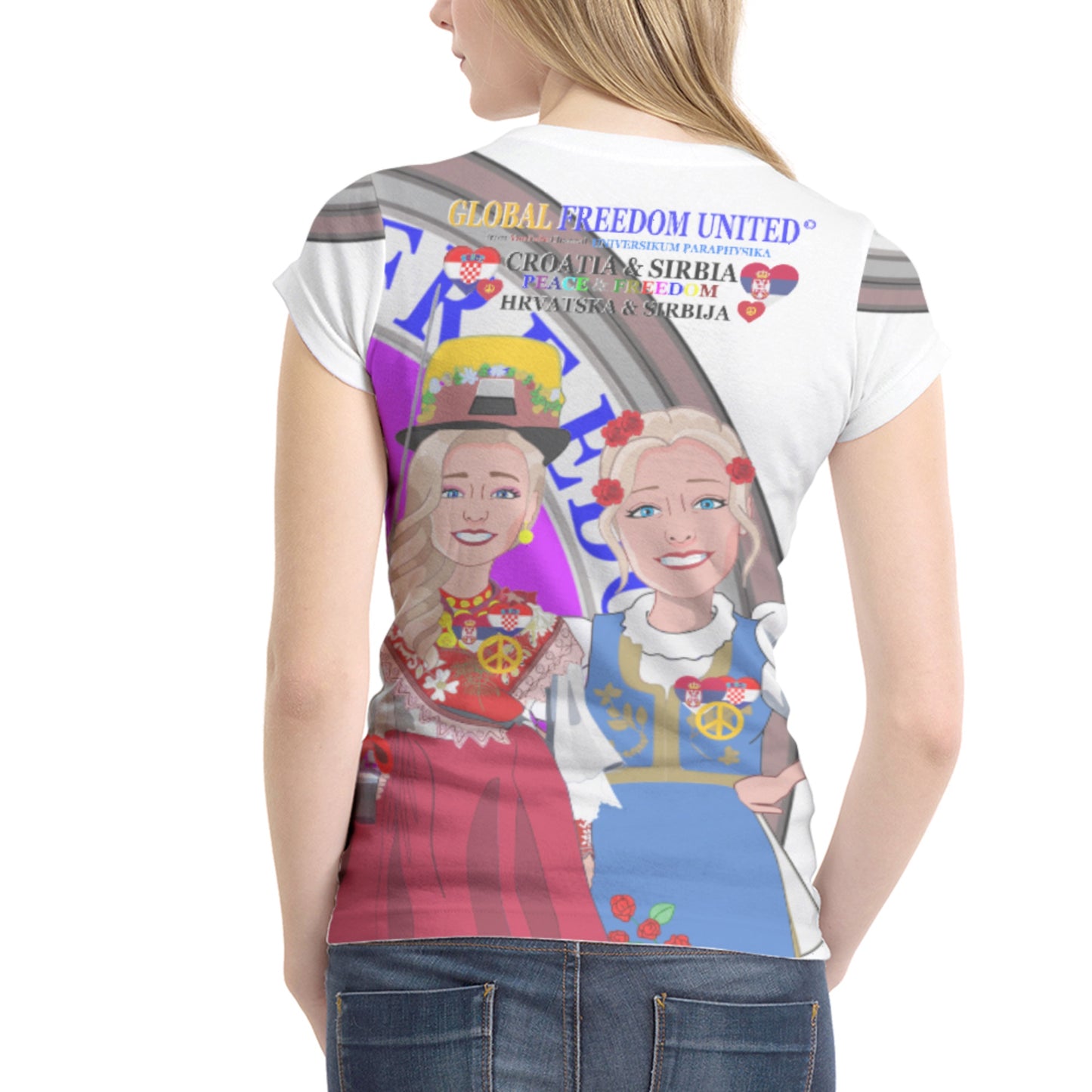Women´s T-shirt GLOBAL FREEDOM UNITED© Women Croatia & Serbia V2 Wight