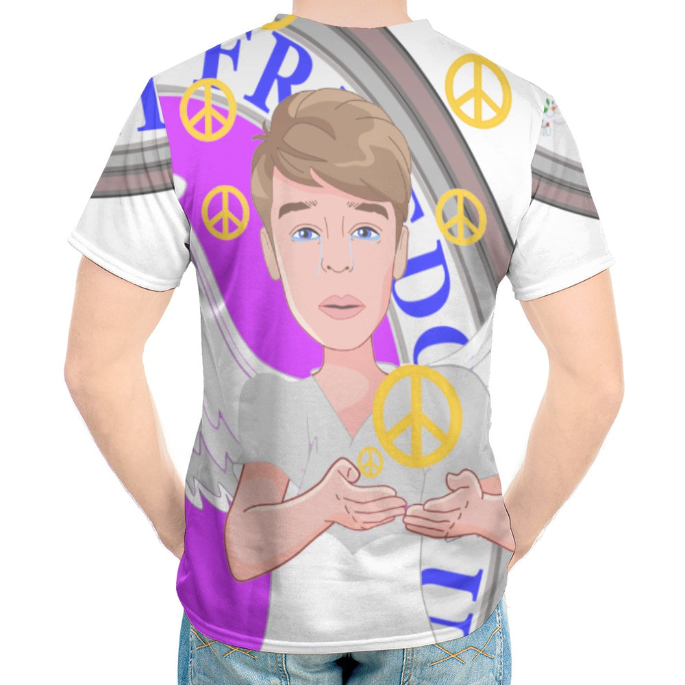 Men´s T-shirt Global Freedom United Men Angel Of Peace Old Peace Lilac
