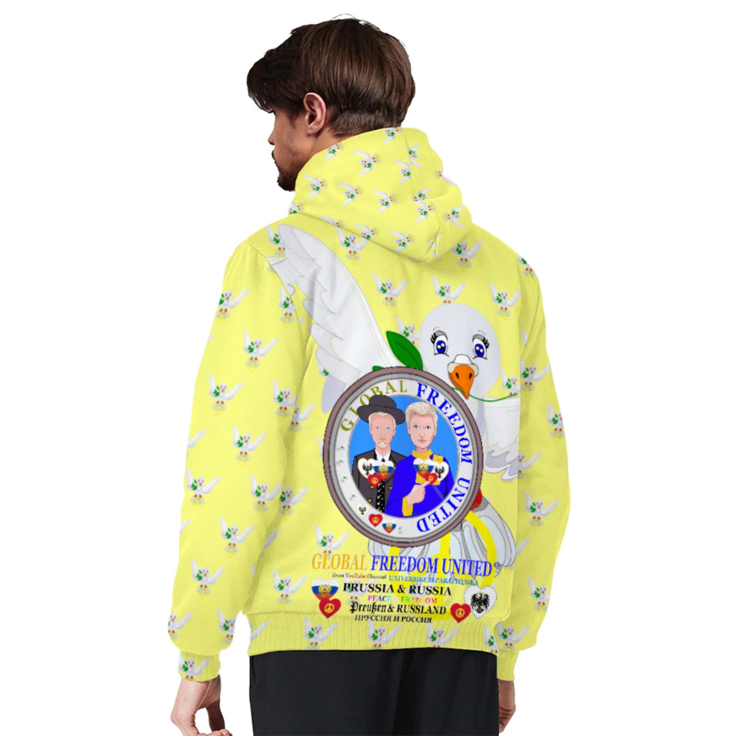 Plush Hoodie GLOBAL FREEDOM UNITED© Men Prussia & Russia Yellow