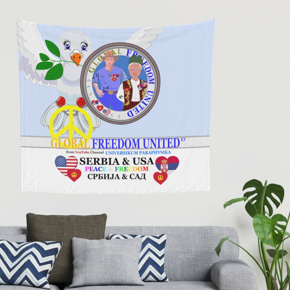 Tapestry Global Freedom United Men Usa & Serbia Old Peace Light Blue