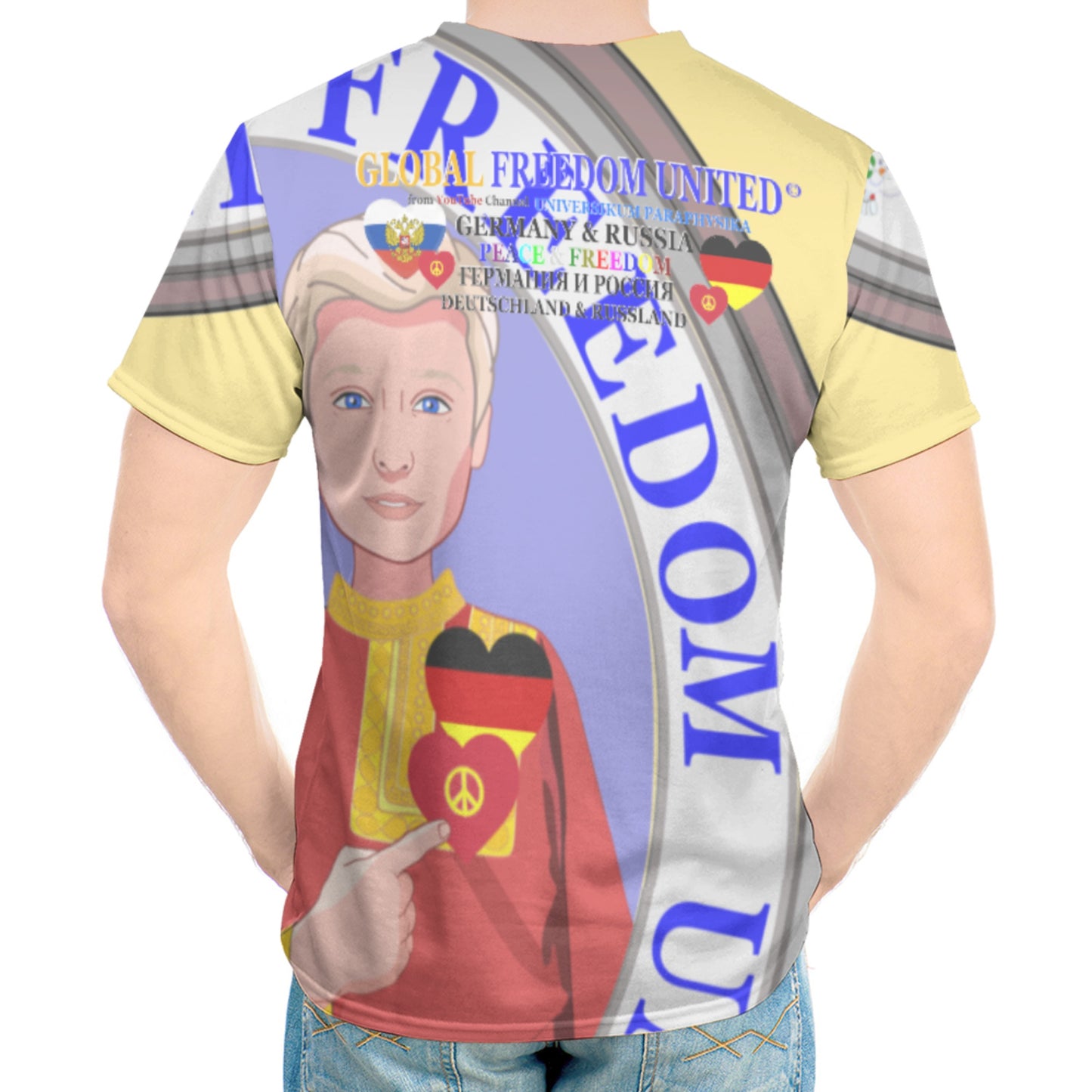 Men´s T-shirt GLOBAL FREEDOM UNITED© Men Russia & Germany V2 Yellow