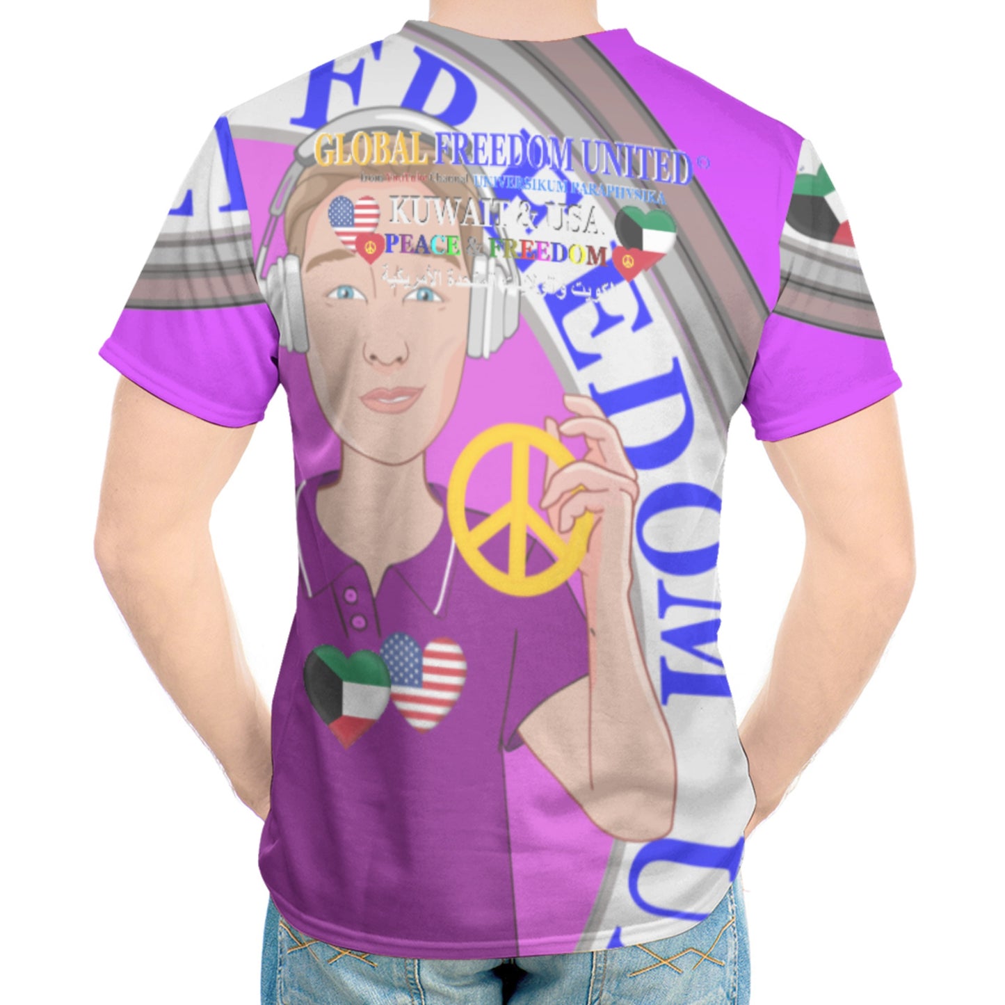 Men´s T-shirt 2 GLOBAL FREEDOM UNITED© Men Kuwait & USA Lilac