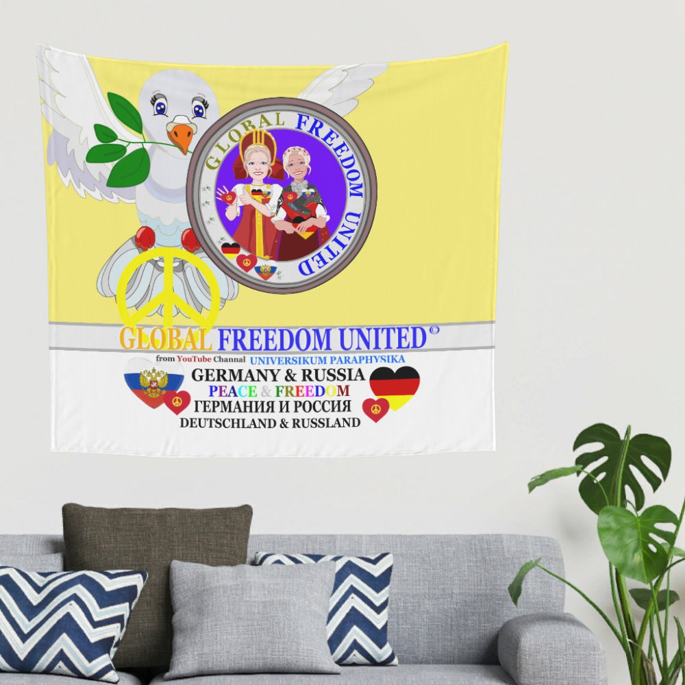 Tapestry Global Freedom United Women Russia & Germany Old Peace Yellow