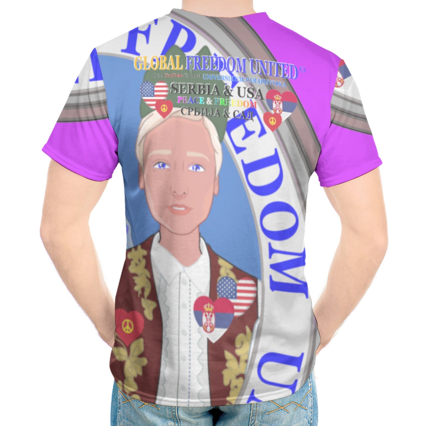Men´s T-shirt GLOBAL FREEDOM UNITED© Men Serbia & USA Lilac